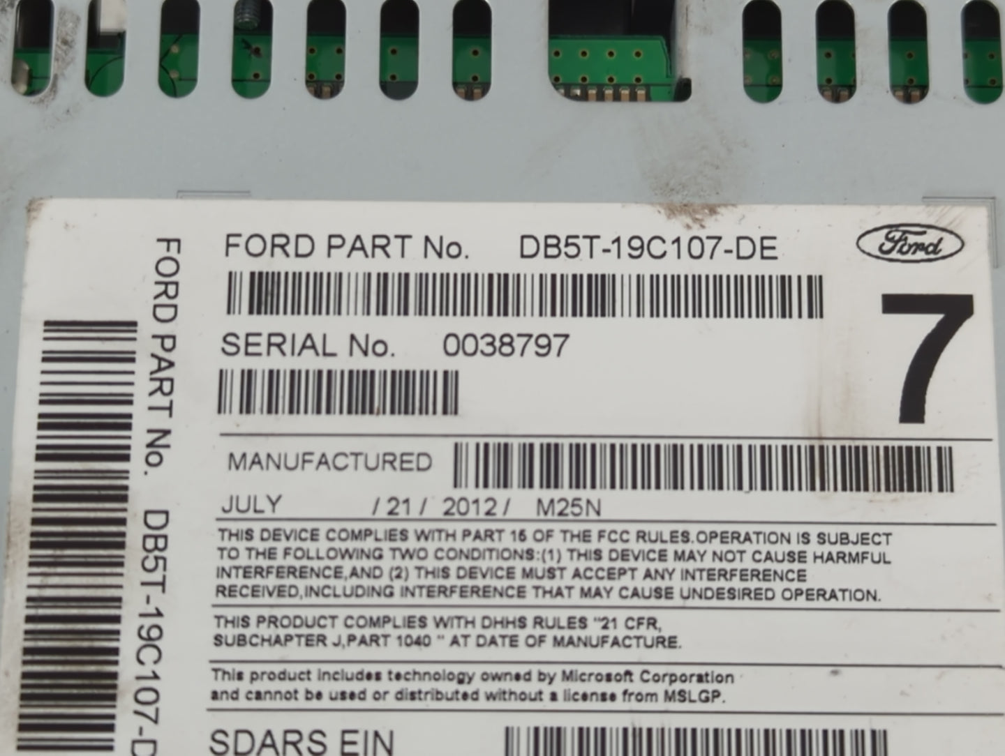 2013 Ford Explorer Radio AM FM Cd Player Receiver Replacement P/N:DB5T-19C107-DE Fits OEM Used Auto Parts - Oemusedautoparts