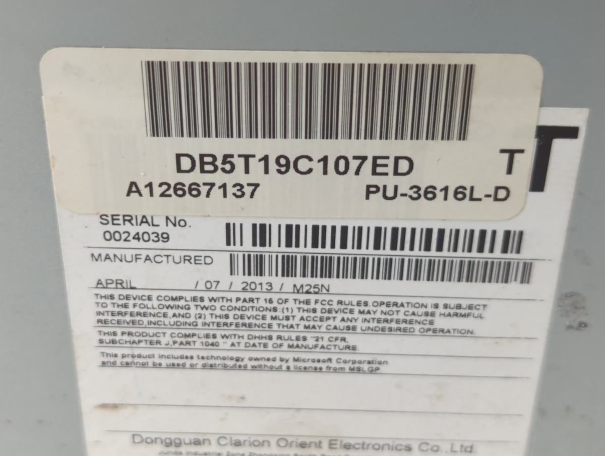 2013-2014 Ford Explorer Radio AM FM Cd Player Receiver Replacement P/N:DB5T 19C107 ED Fits 2013 2014 OEM Used Auto Parts - O