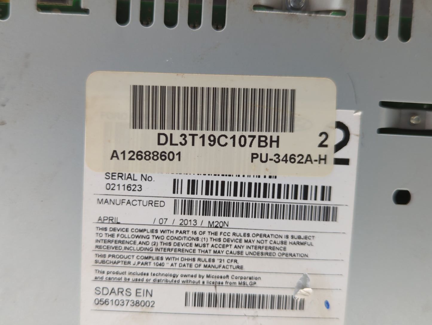 2013 Ford F-150 Radio AM FM Cd Player Receiver Replacement P/N:DL3T-19C107-BH Fits OEM Used Auto Parts - Oemusedautoparts1.c