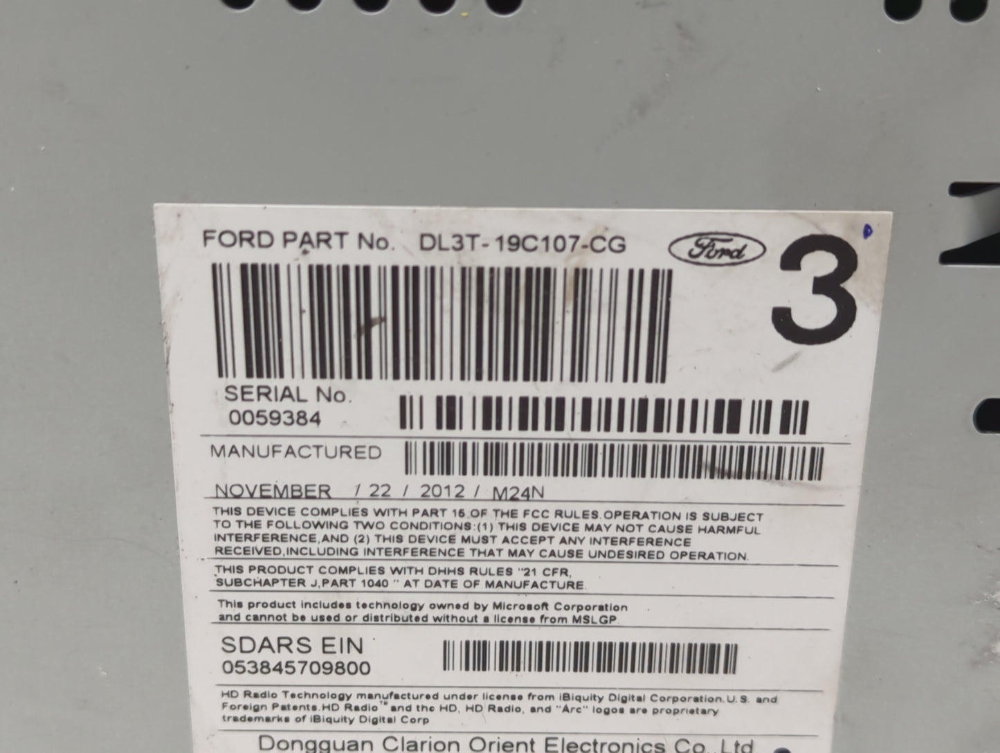 2013 Ford F-150 Radio AM FM Cd Player Receiver Replacement P/N:DL3T-19C107-CG Fits OEM Used Auto Parts - Oemusedautoparts1.c
