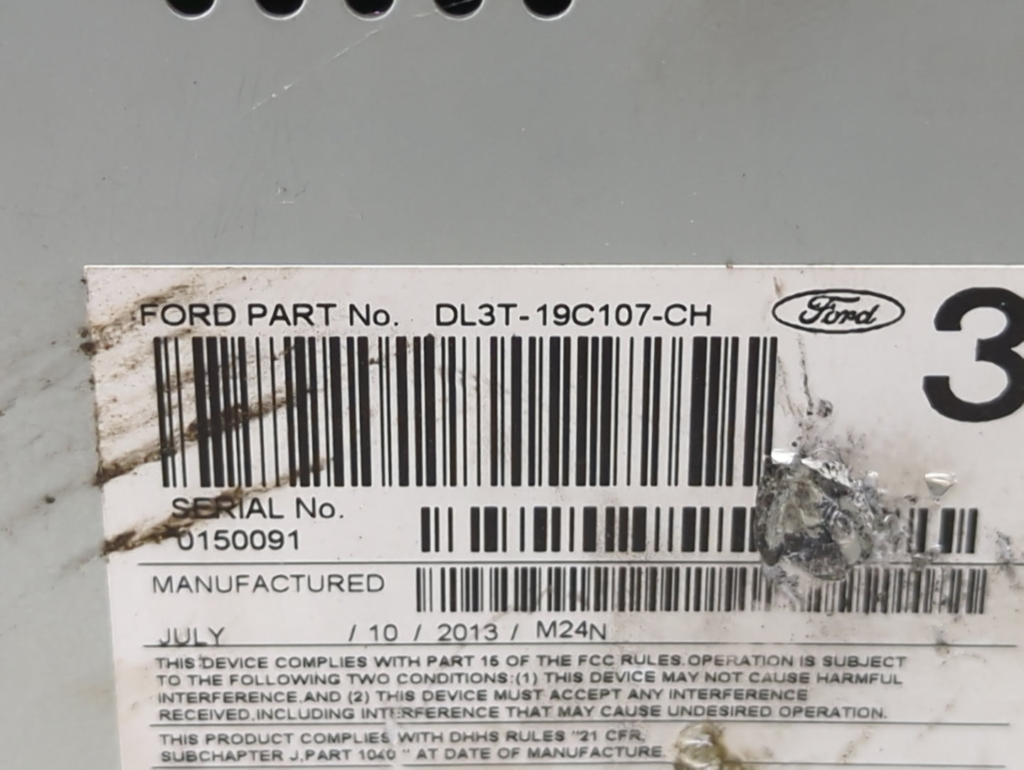 2013 Ford F-150 Radio AM FM Cd Player Receiver Replacement P/N:PU-3463A-H DL3T-19C107-CH Fits OEM Used Auto Parts - Oemuseda