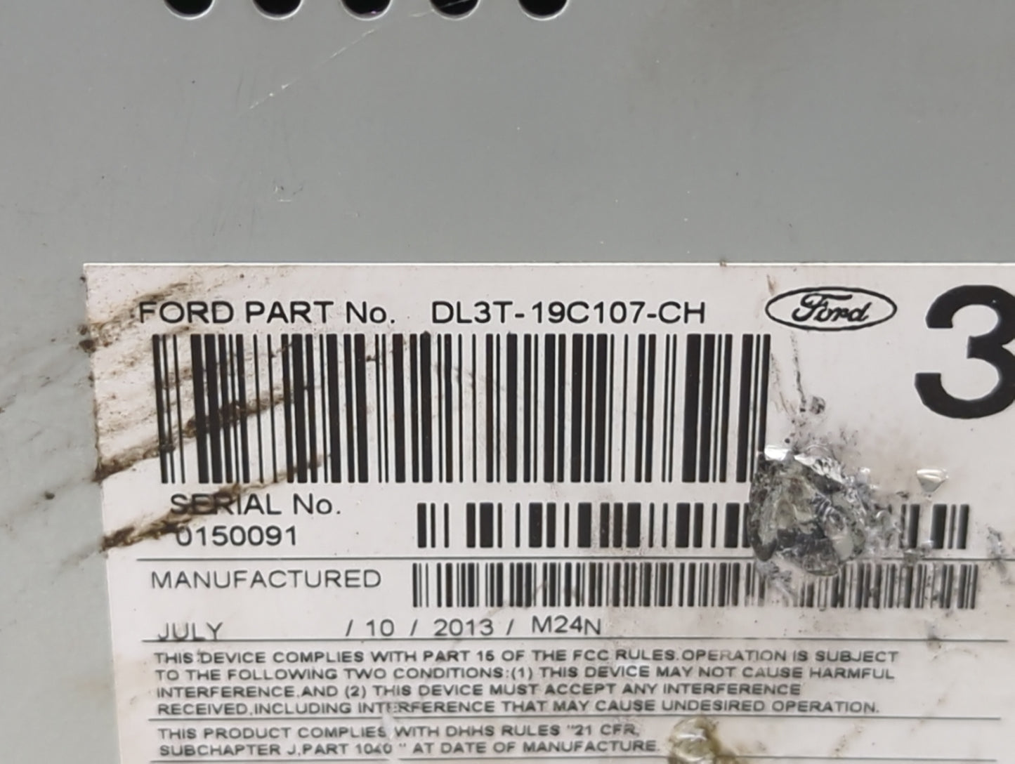2013 Ford F-150 Radio AM FM Cd Player Receiver Replacement P/N:PU-3463A-H DL3T-19C107-CH Fits OEM Used Auto Parts - Oemuseda