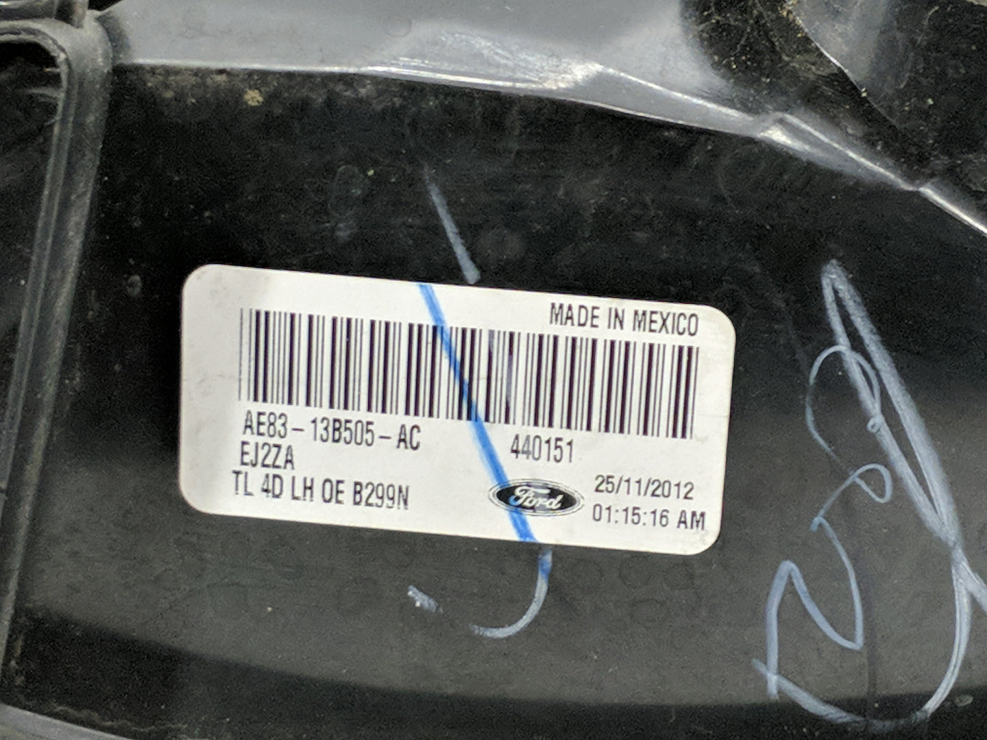 2011-2013 Ford Fiesta Tail Light Assembly Driver Left OEM P/N:AE83-13B505-AC Fits Fits 2011 2012 2013 OEM Used Auto Parts - 