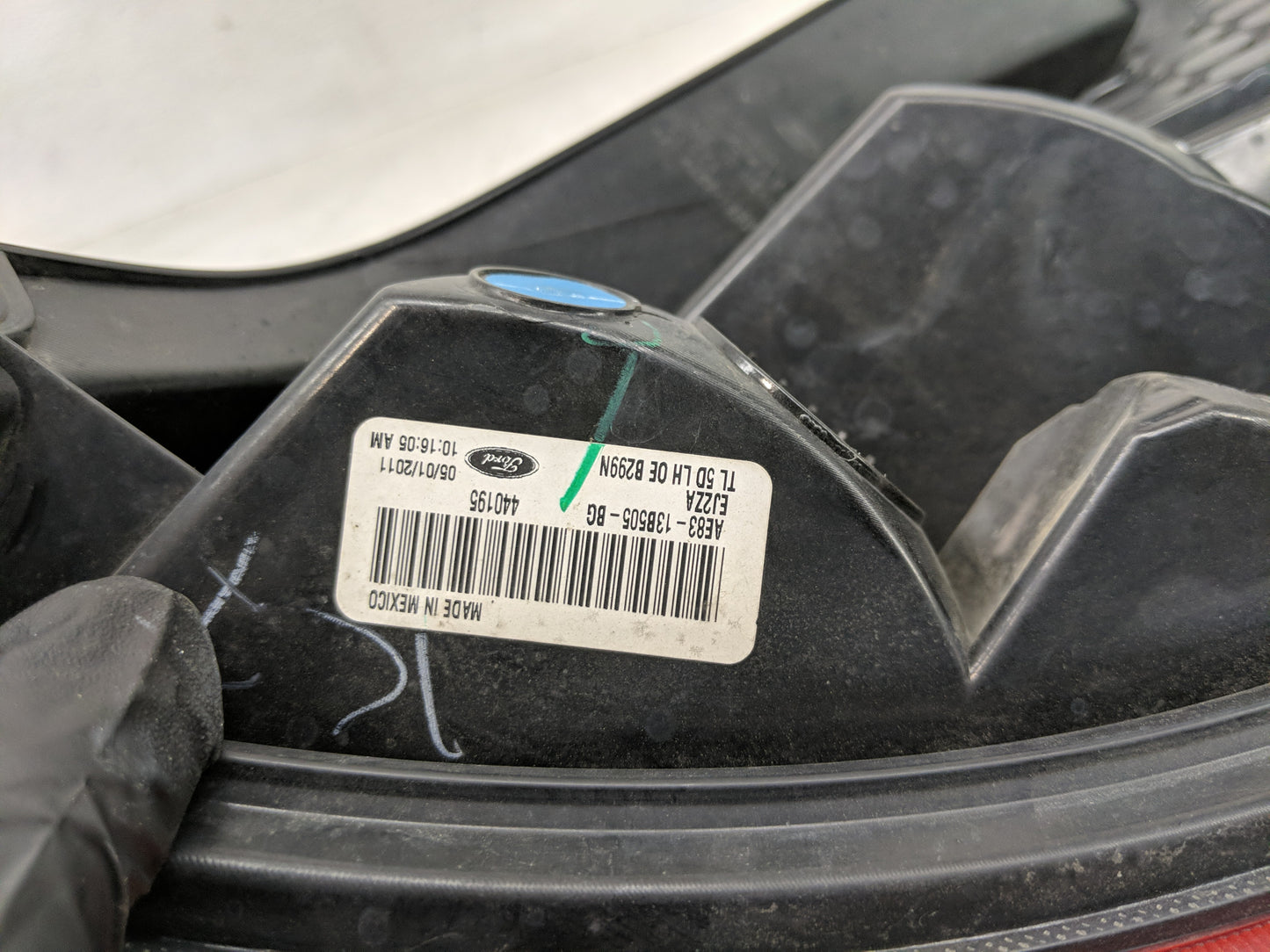 2011-2013 Ford Fiesta Tail Light Assembly Driver Left OEM P/N:AE83-13B505-BG Fits Fits 2011 2012 2013 OEM Used Auto Parts - 