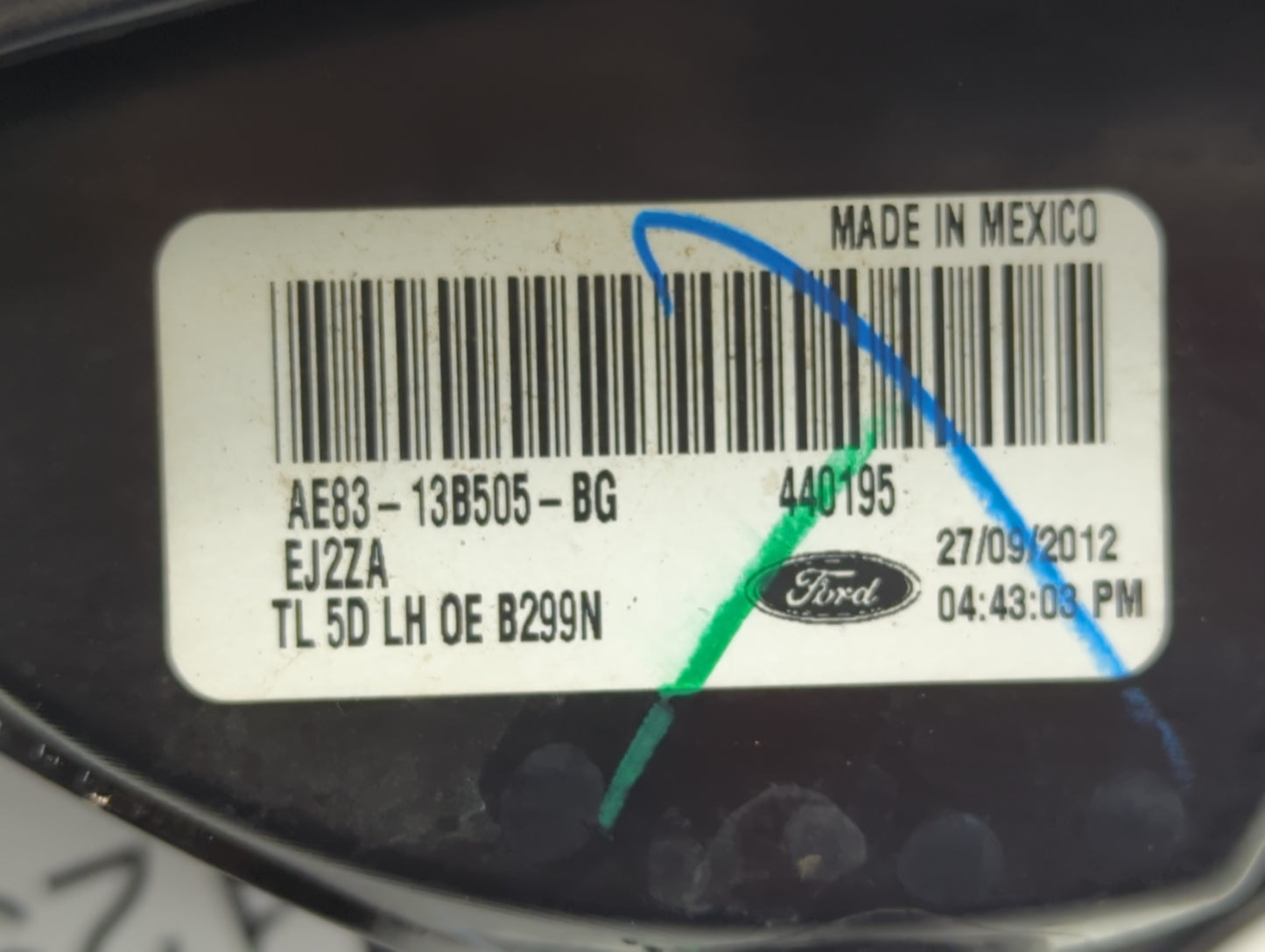 2011-2013 Ford Fiesta Tail Light Assembly Driver Left OEM P/N:AE83-13B505-BG Fits Fits 2011 2012 2013 OEM Used Auto Parts - 