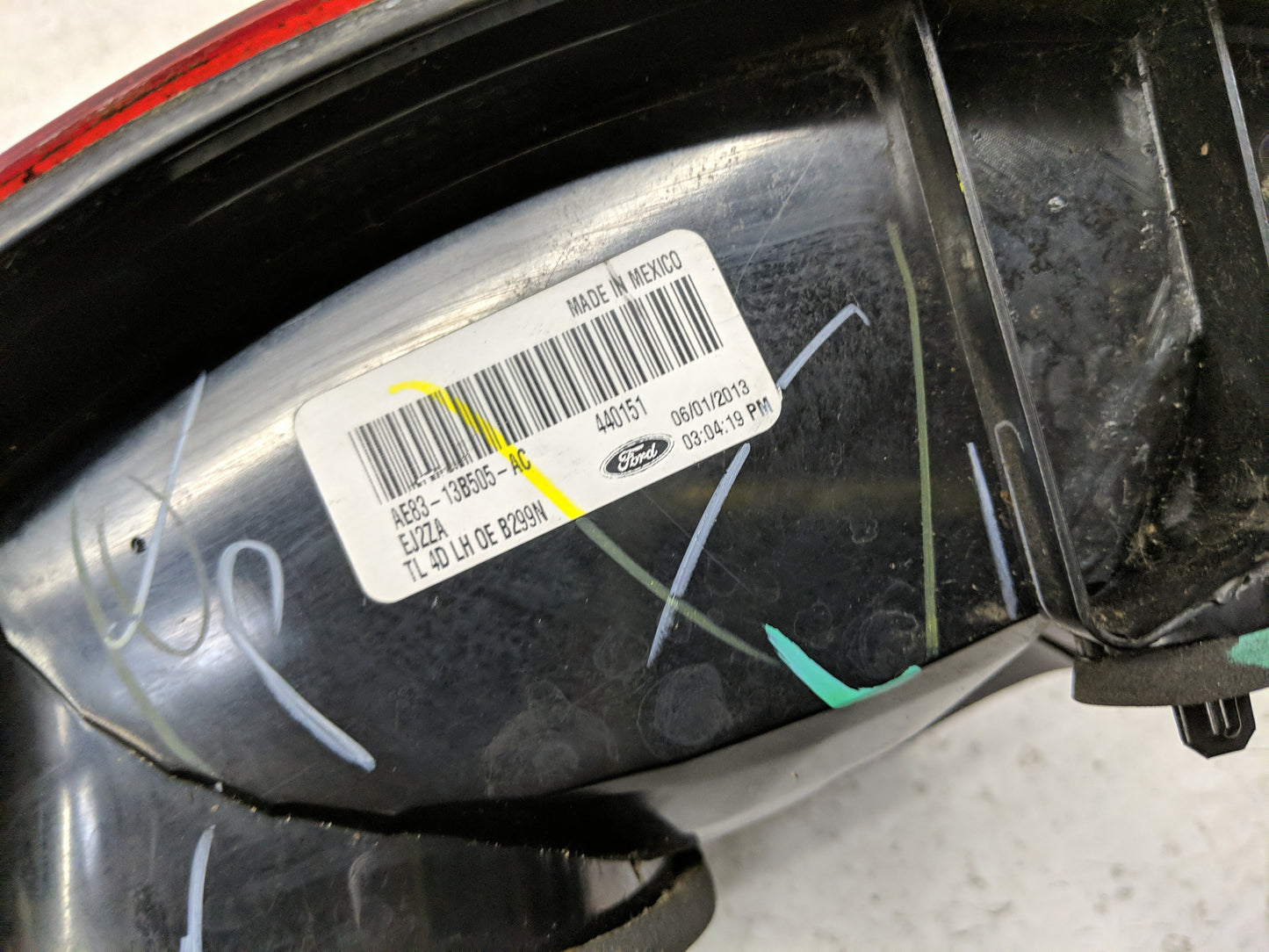 2011-2013 Ford Fiesta Tail Light Assembly Driver Left OEM P/N:AE83-13B505-AC Fits Fits 2011 2012 2013 OEM Used Auto Parts - 