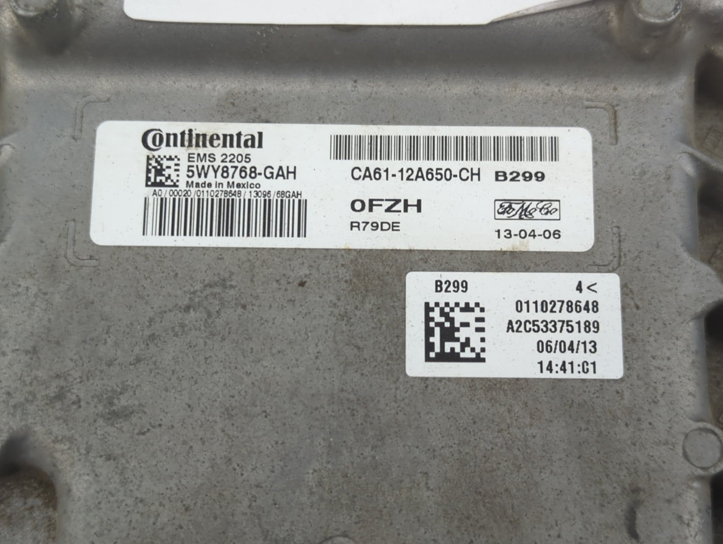 2012-2013 Ford Fiesta PCM Engine Control Computer ECU ECM PCU OEM P/N:5WY8768-GAH CA61-12A650-CH Fits Fits 2012 2013 OEM Use