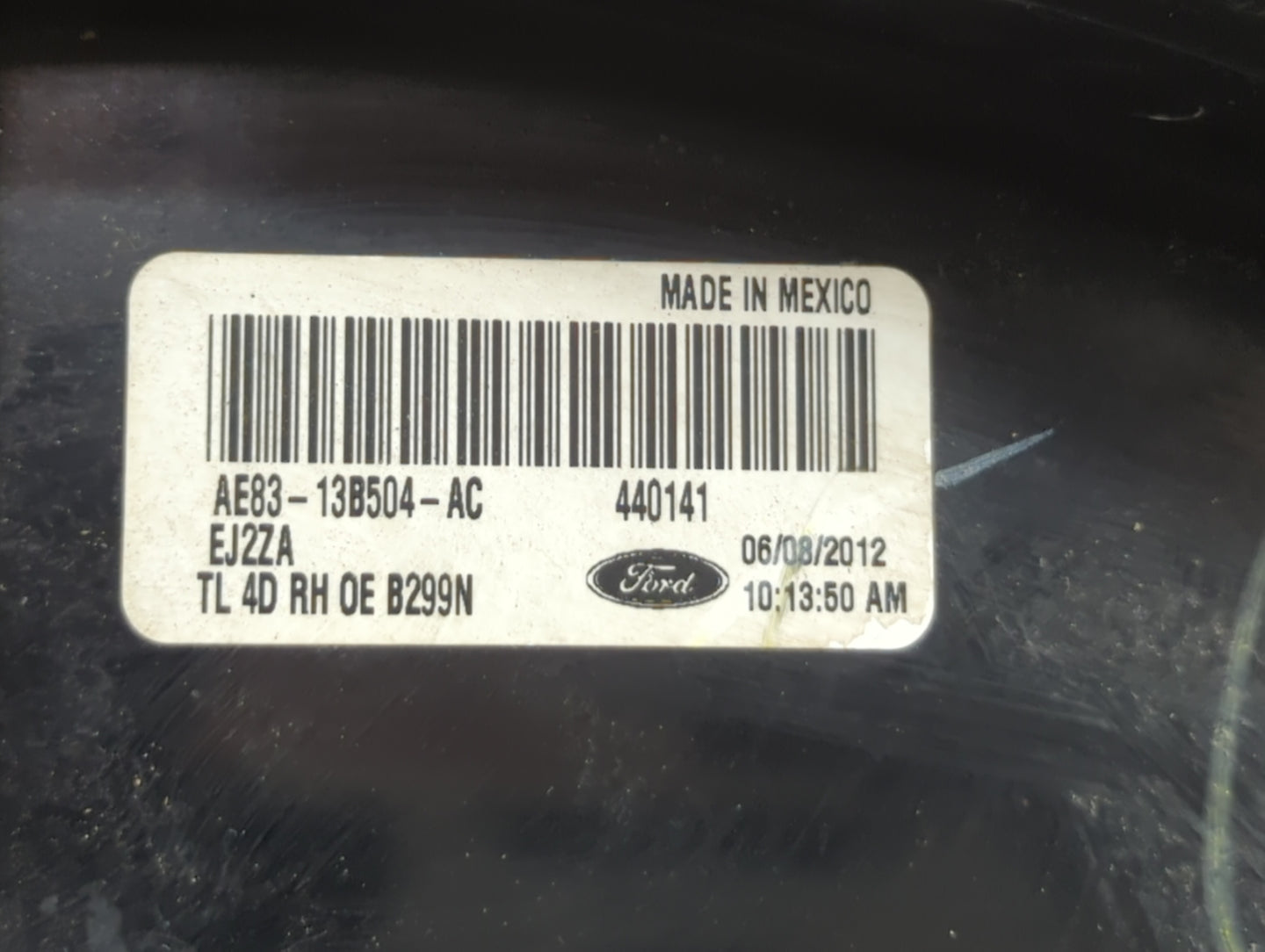 2011-2013 Ford Fiesta Tail Light Assembly Passenger Right OEM P/N:AE83-13B504-AC Fits Fits 2011 2012 2013 OEM Used Auto Part