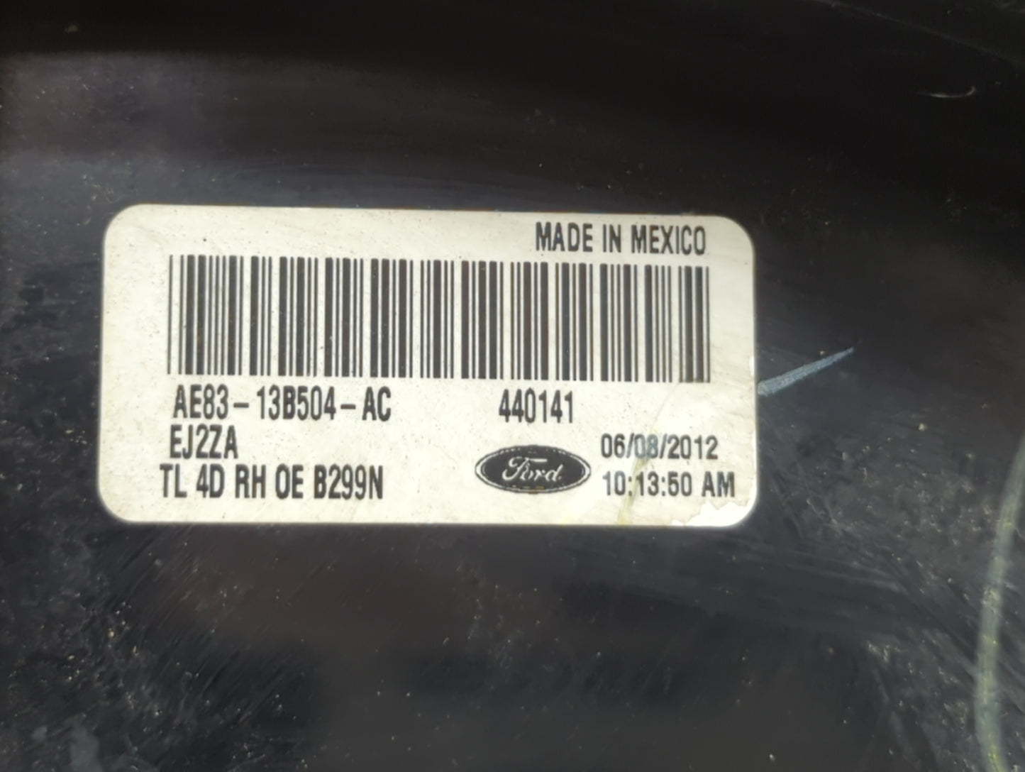 2011-2013 Ford Fiesta Tail Light Assembly Passenger Right OEM P/N:AE83-13B504-AC Fits Fits 2011 2012 2013 OEM Used Auto Part