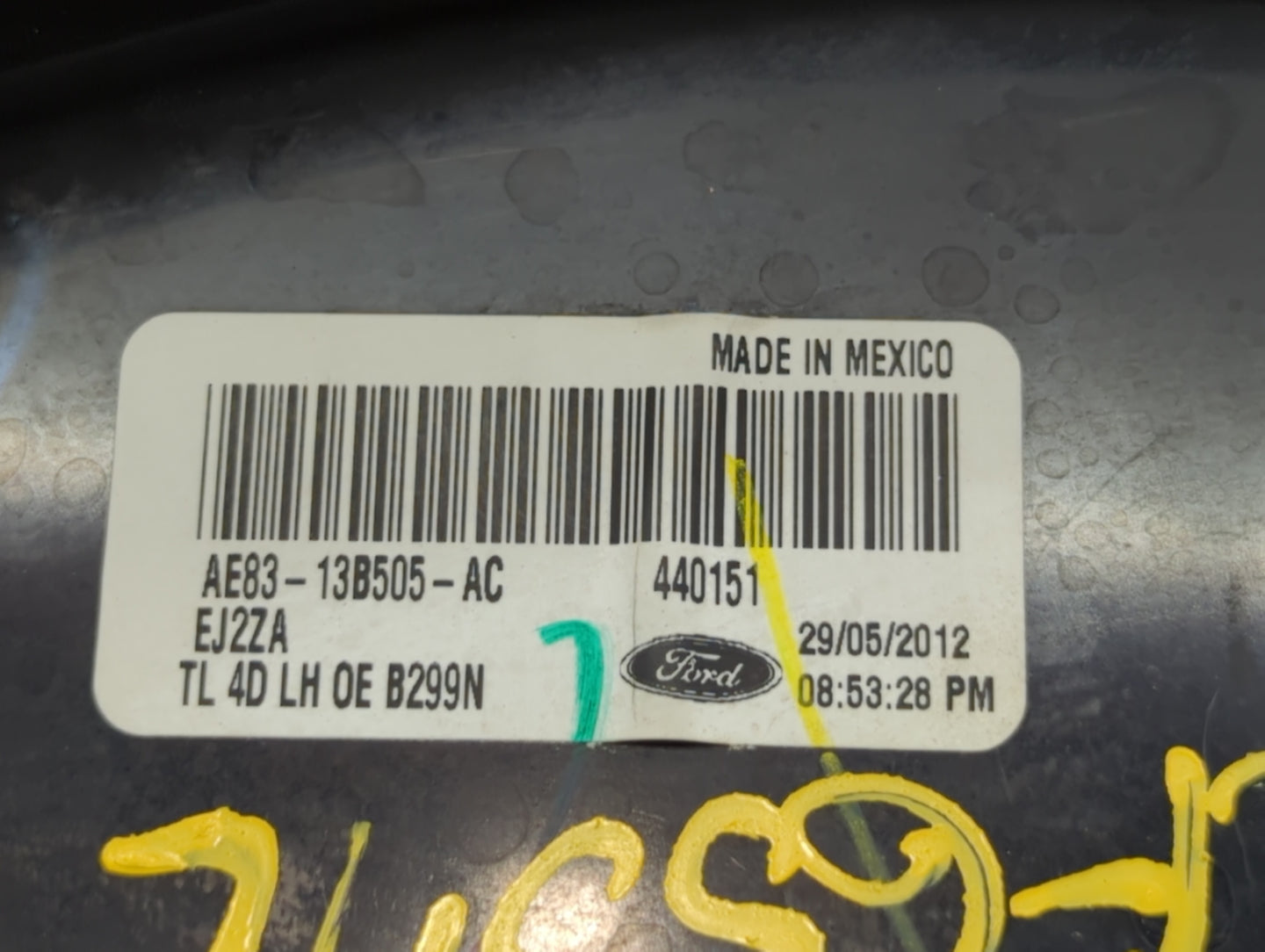 2011-2013 Ford Fiesta Tail Light Assembly Driver Left OEM P/N:AE83-13B505-AC Fits Fits 2011 2012 2013 OEM Used Auto Parts - 