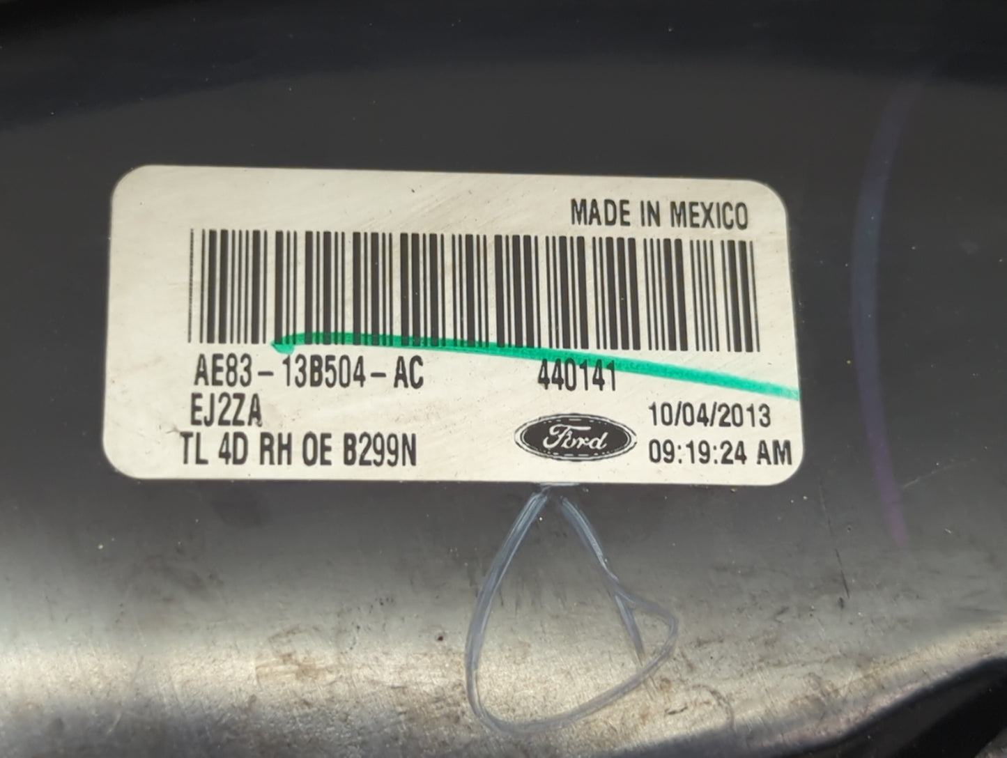 2011-2013 Ford Fiesta Tail Light Assembly Passenger Right OEM P/N:AE83-13B504-AC Fits Fits 2011 2012 2013 OEM Used Auto Part
