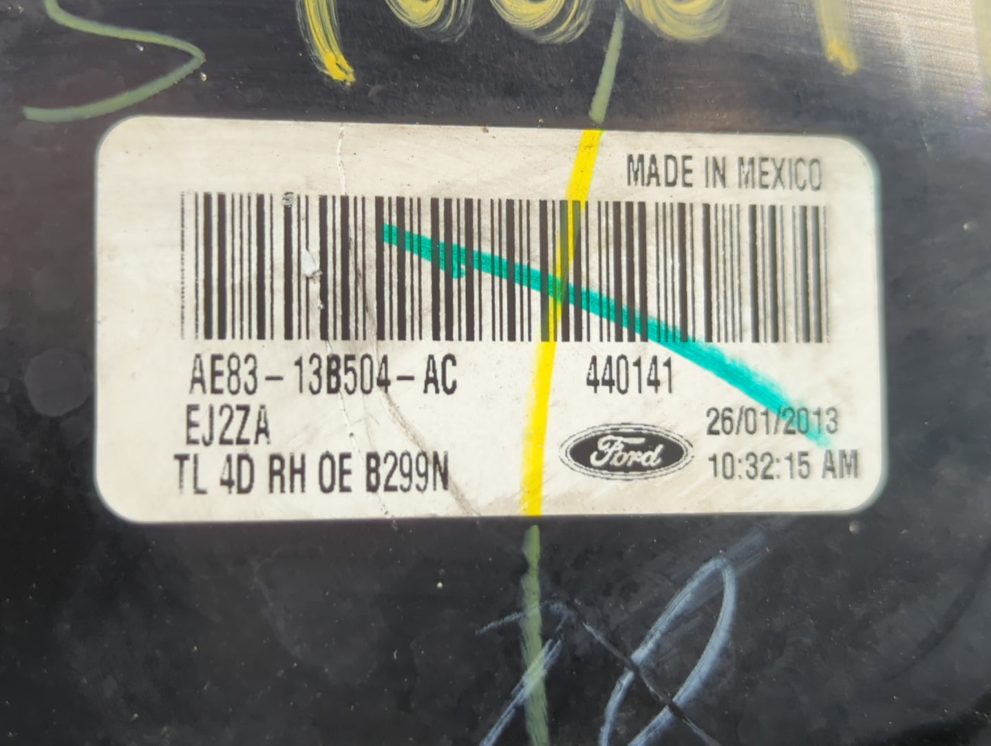 2011-2013 Ford Fiesta Tail Light Assembly Passenger Right OEM P/N:AE83-13B504-AC Fits Fits 2011 2012 2013 OEM Used Auto Part
