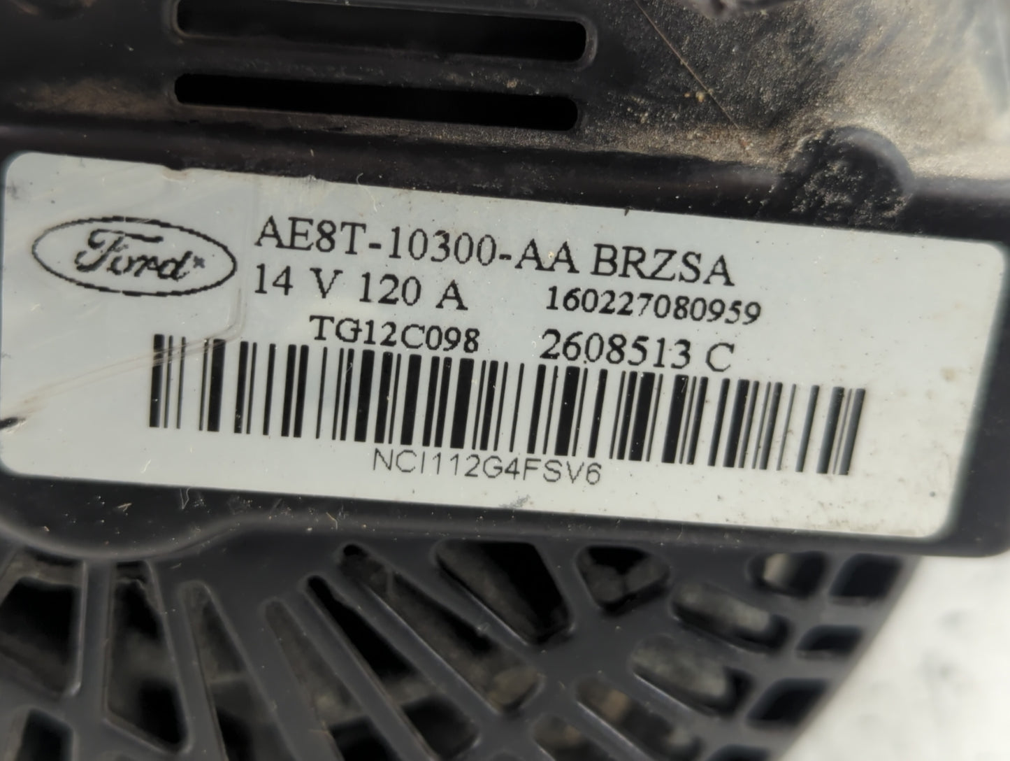 2011-2019 Ford Fiesta Alternator Replacement Generator Charging Assembly Engine OEM P/N:AE8T-10300-AA Fits OEM Used Auto Par