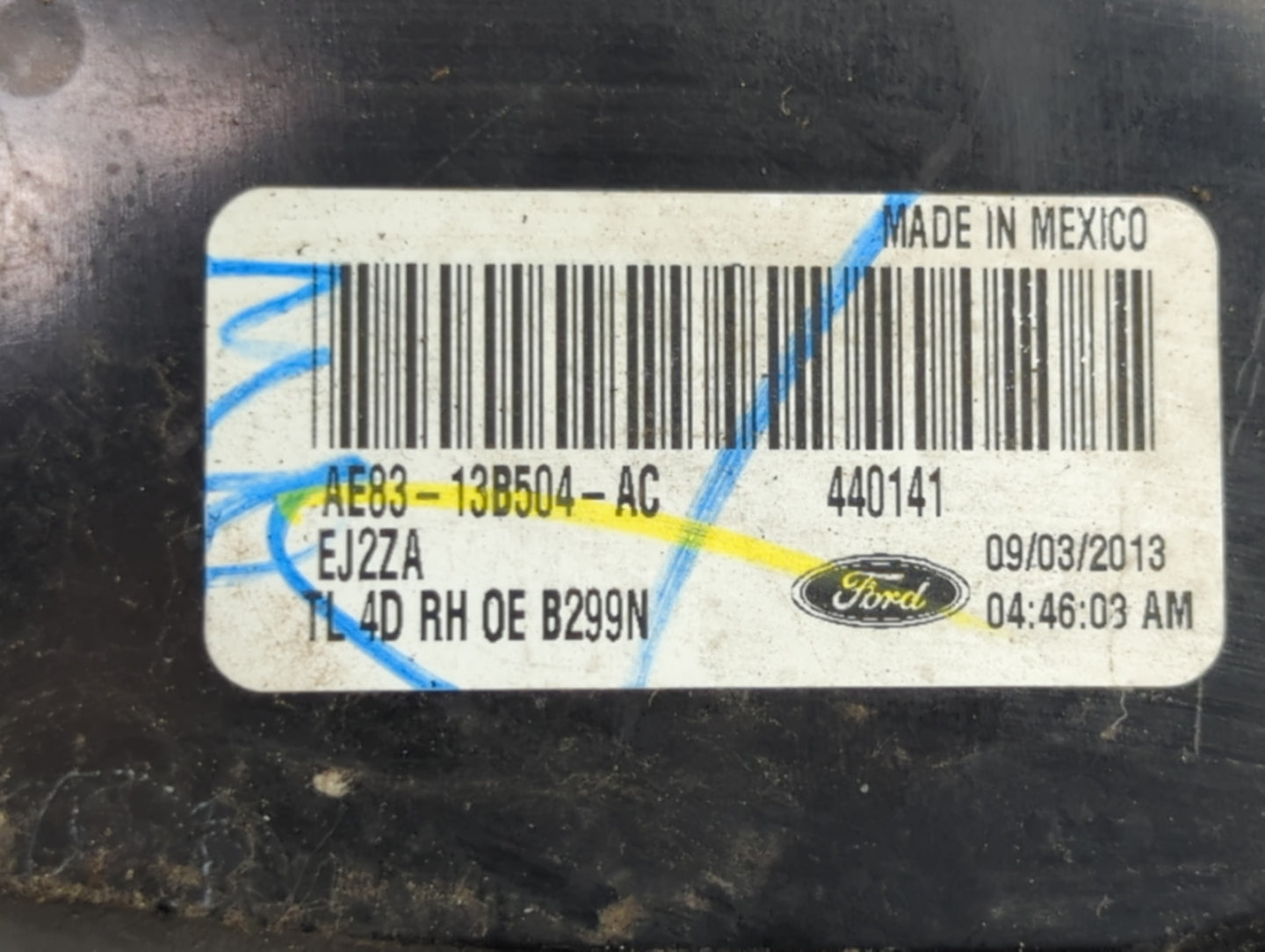 2011-2013 Ford Fiesta Tail Light Assembly Passenger Right OEM P/N:AE83-13B504-AC Fits Fits 2011 2012 2013 OEM Used Auto Part
