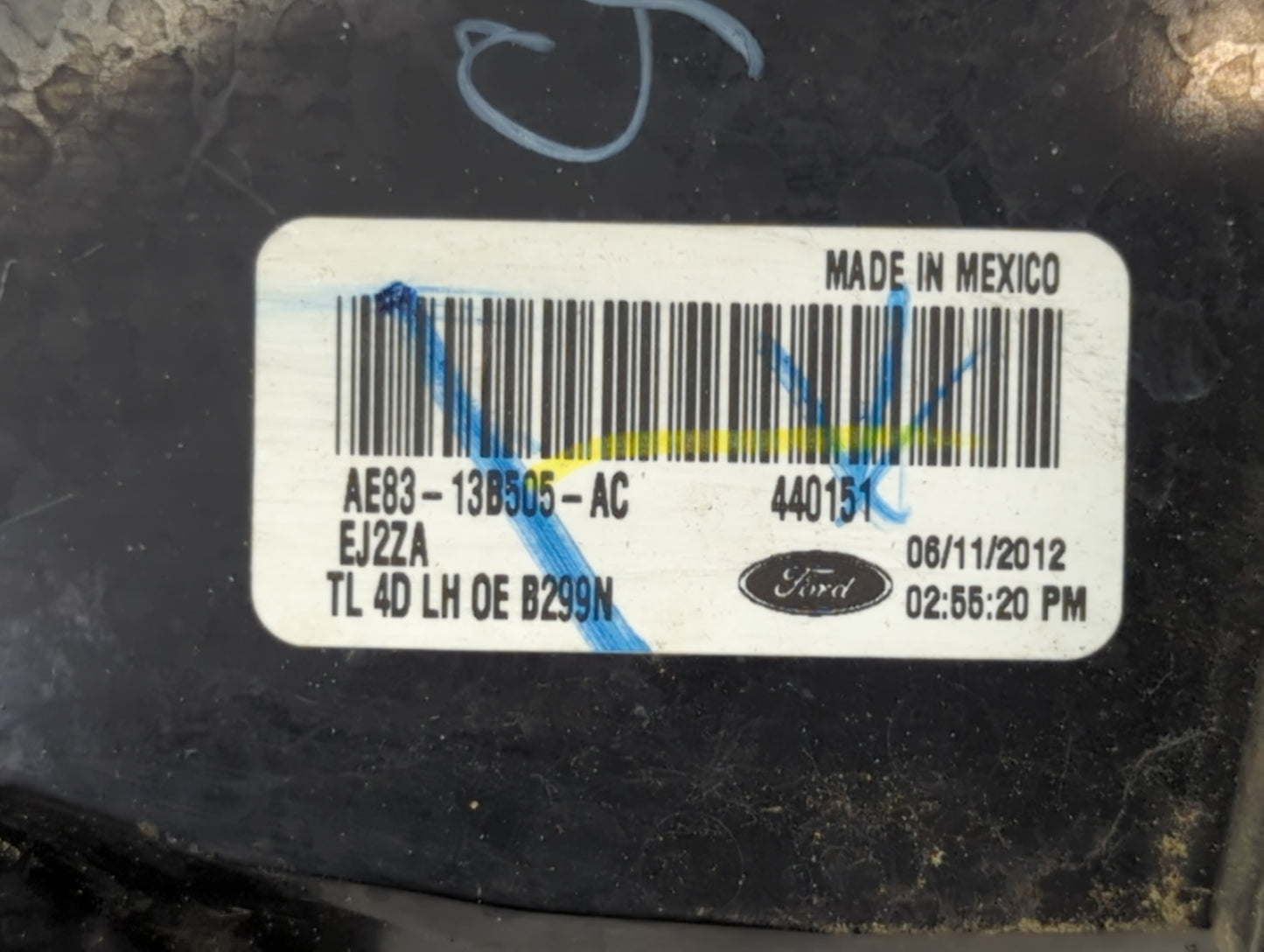 2011-2013 Ford Fiesta Tail Light Assembly Driver Left OEM P/N:AE83-13B505-AC Fits Fits 2011 2012 2013 OEM Used Auto Parts - 