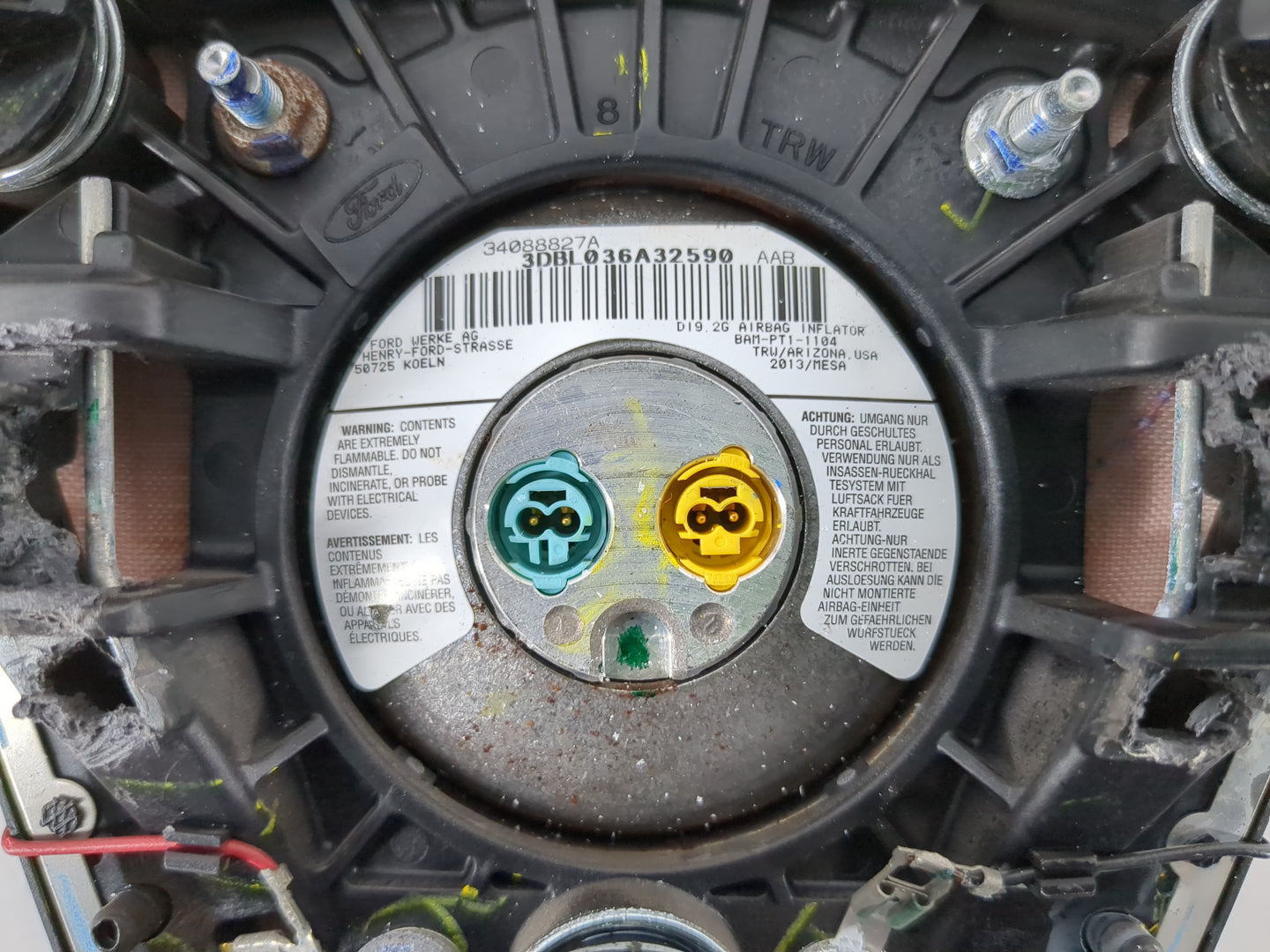 2012-2014 Ford Focus Air Bag Driver Left Steering Wheel Mounted P/N:CJ54 A042B85 CC3 Fits Fits 2012 2013 2014 OEM Used Auto 