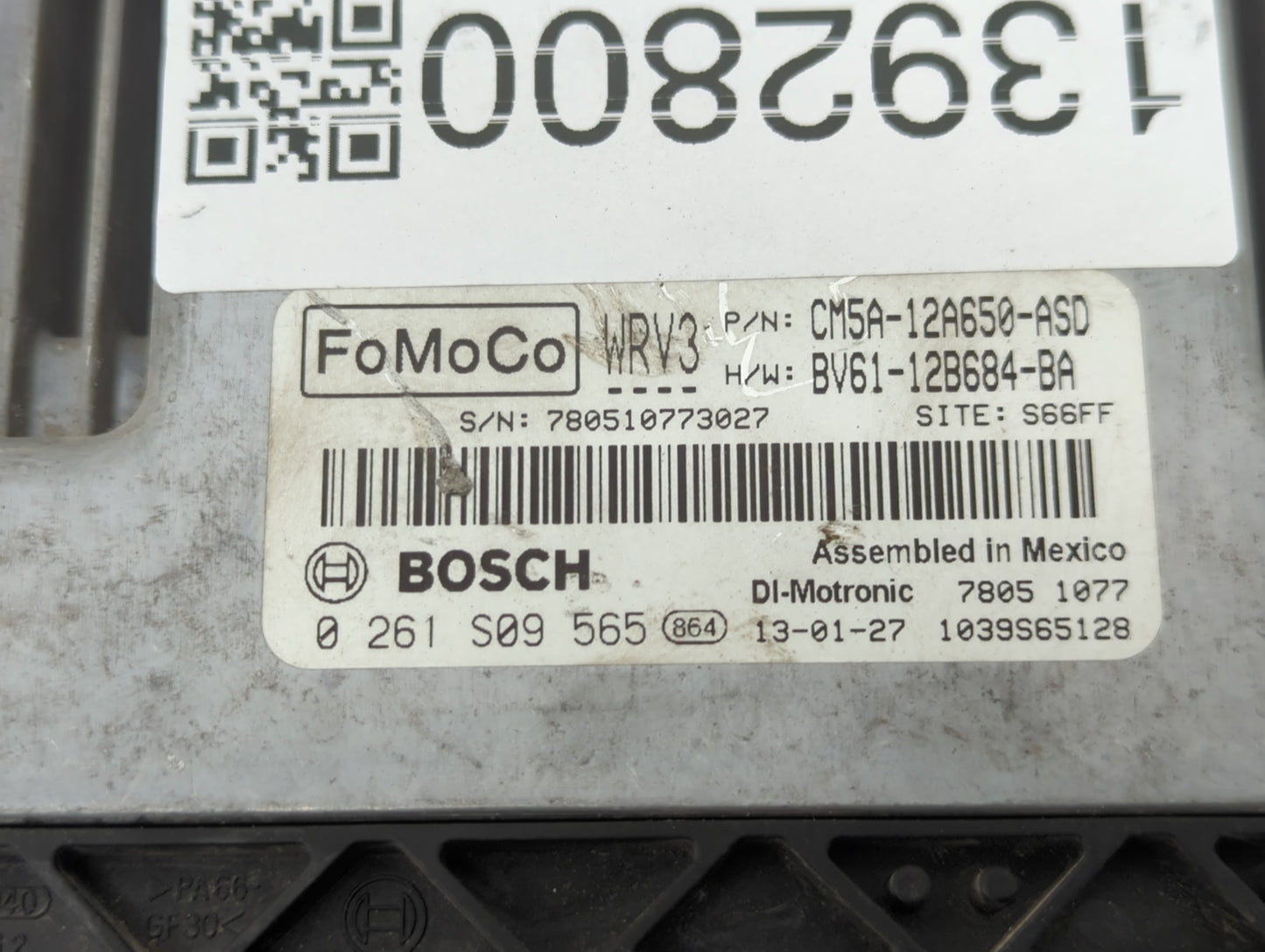 2012-2013 Ford Focus PCM Engine Control Computer ECU ECM PCU OEM P/N:CM5A-12A650-ASD 0 261 S09 565 Fits Fits 2012 2013 OEM U