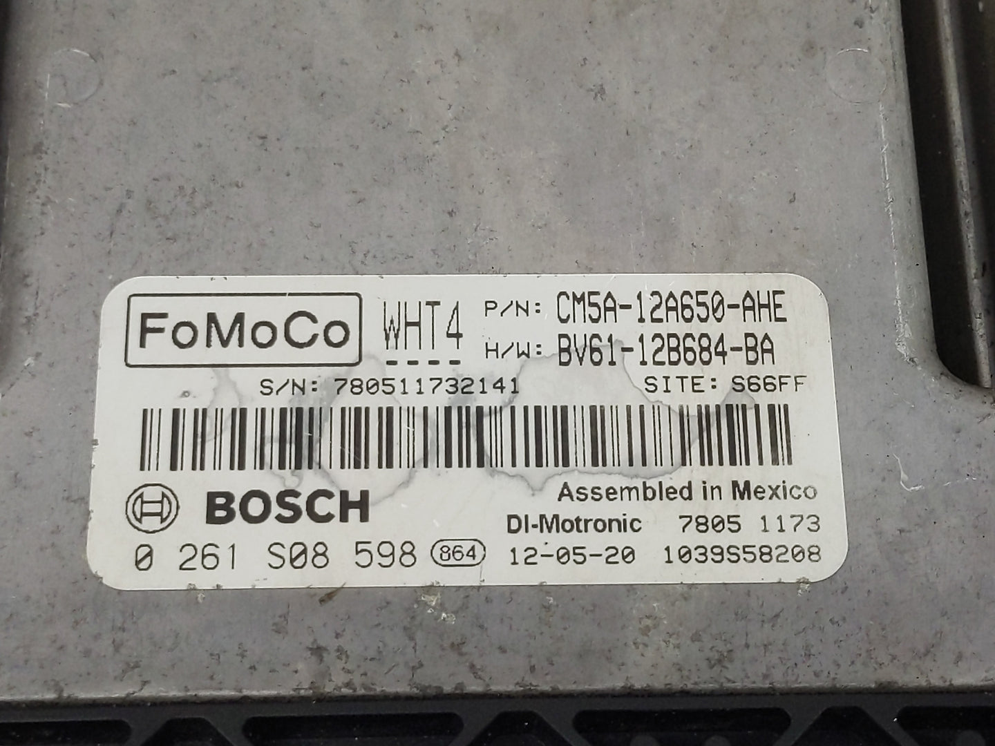2012-2013 Ford Focus PCM Engine Control Computer ECU ECM PCU OEM P/N:CM5A-12A650-AHE 0 261 S08 598 Fits Fits 2012 2013 OEM U