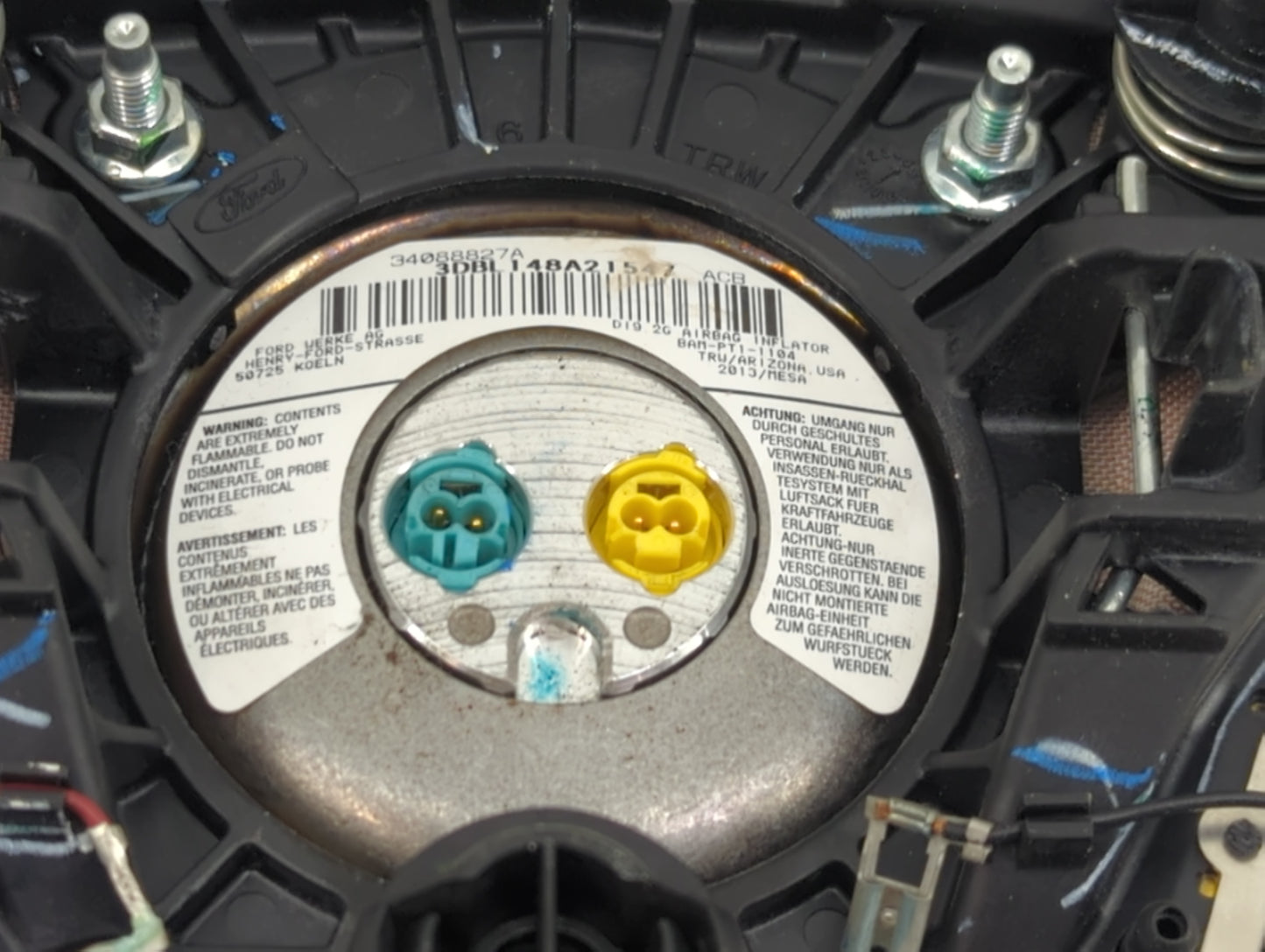 2012-2014 Ford Focus Air Bag Driver Left Steering Wheel Mounted P/N:DM51A042B85 DB3ZHE, D15E163B1B278 Fits Fits 2012 2013 20