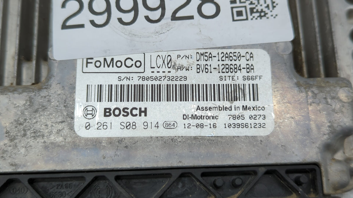 2013-2018 Ford Focus PCM Engine Control Computer ECU ECM PCU OEM P/N:DM5A-12A650-CA EMA-12A650-VA OEM Used Auto Parts - Oemu