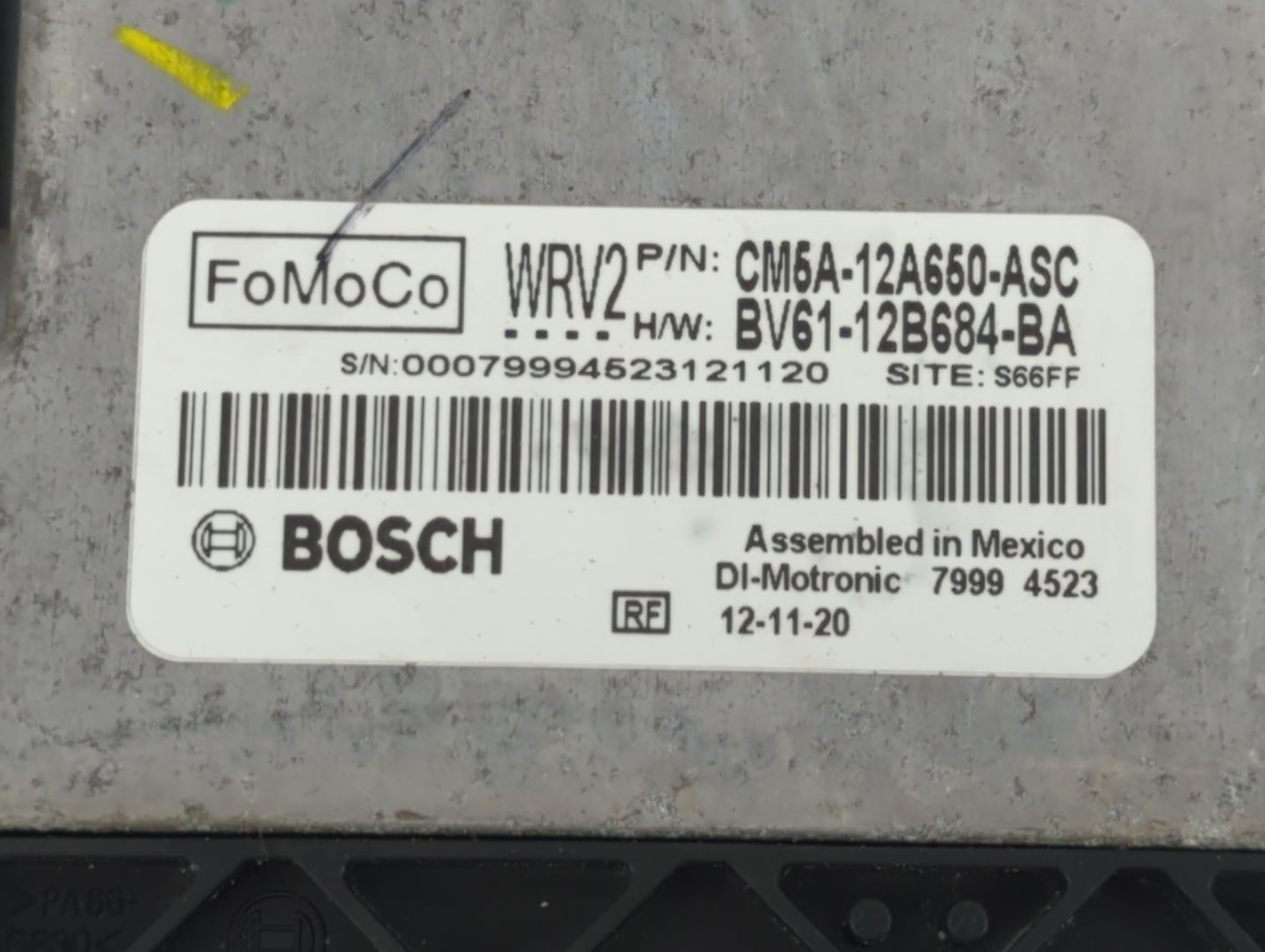 2012-2013 Ford Focus PCM Engine Control Computer ECU ECM PCU OEM P/N:CM5A-12A650-ASC Fits Fits 2012 2013 OEM Used Auto Parts