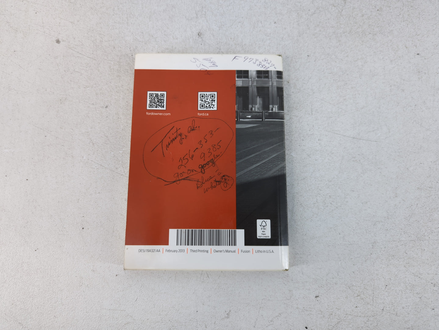 2013 Ford Fusion Owners Manual Book Guide P/N:DE5J 19A321 AA OEM Used Auto Parts - Oemusedautoparts1.com