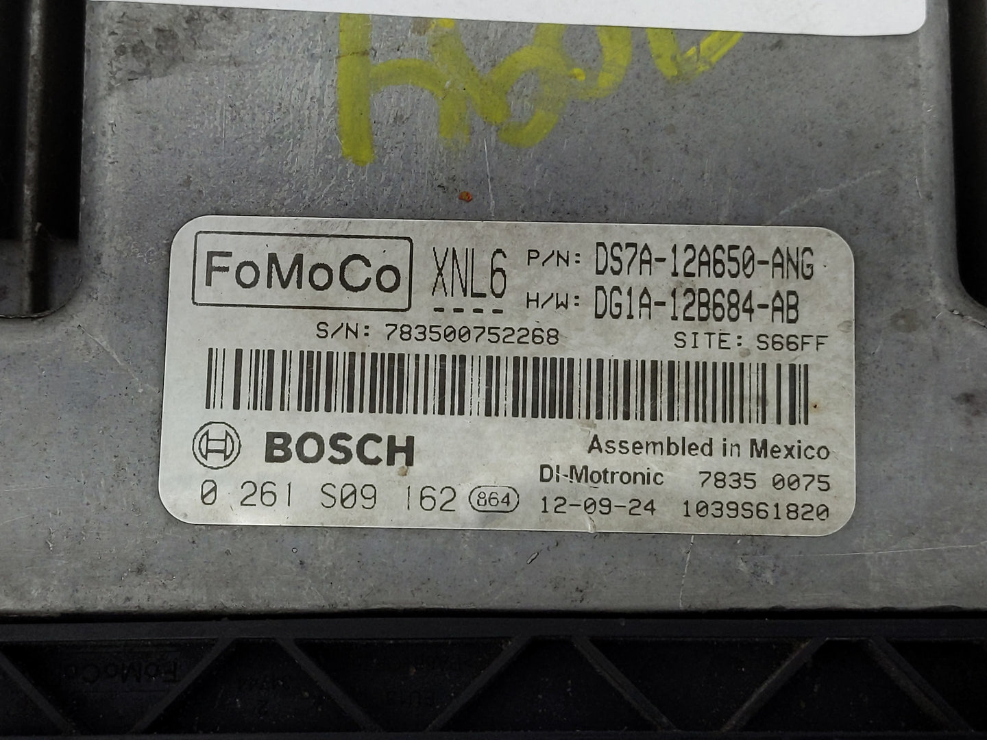2013 Ford Fusion PCM Engine Control Computer ECU ECM PCU OEM P/N:0 261 S09 580 DS7A-12A650-ANJ Fits OEM Used Auto Parts - Oe