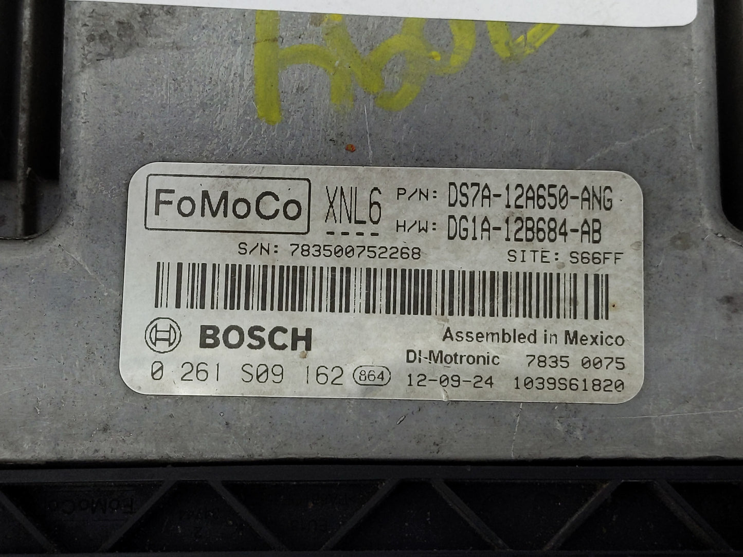 2013 Ford Fusion PCM Engine Control Computer ECU ECM PCU OEM P/N:0 261 S09 580 DS7A-12A650-ANJ Fits OEM Used Auto Parts - Oe
