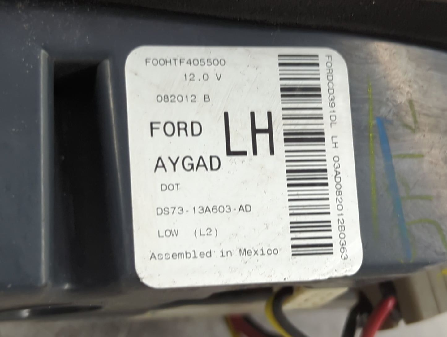 2013-2016 Ford Fusion Tail Light Assembly Driver Left OEM P/N:DS73-13A603-AD Fits Fits 2013 2014 2015 2016 OEM Used Auto Par