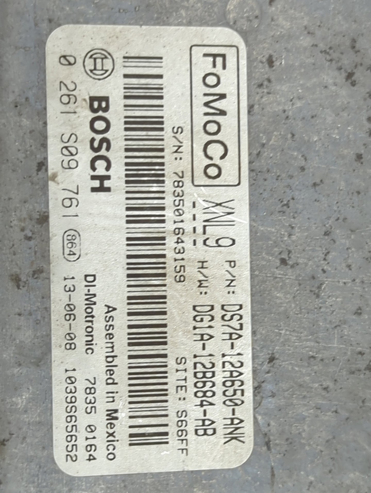 2013 Ford Fusion PCM Engine Control Computer ECU ECM PCU OEM P/N:DS7A-12A650-ANK DG1A-12B684-AB, 0261S09761, GU5T-14A624-BA 