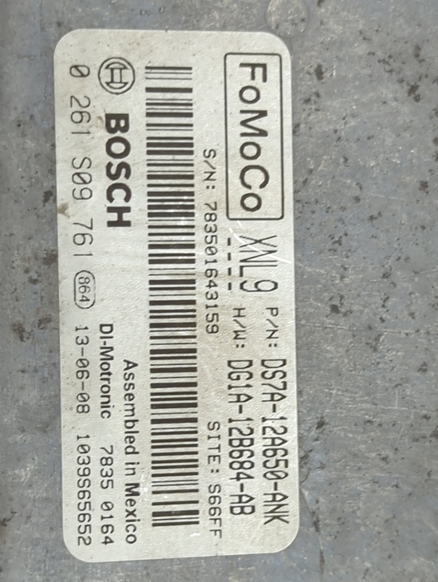 2013 Ford Fusion PCM Engine Control Computer ECU ECM PCU OEM P/N:DS7A-12A650-ANK DG1A-12B684-AB, 0261S09761, GU5T-14A624-BA 