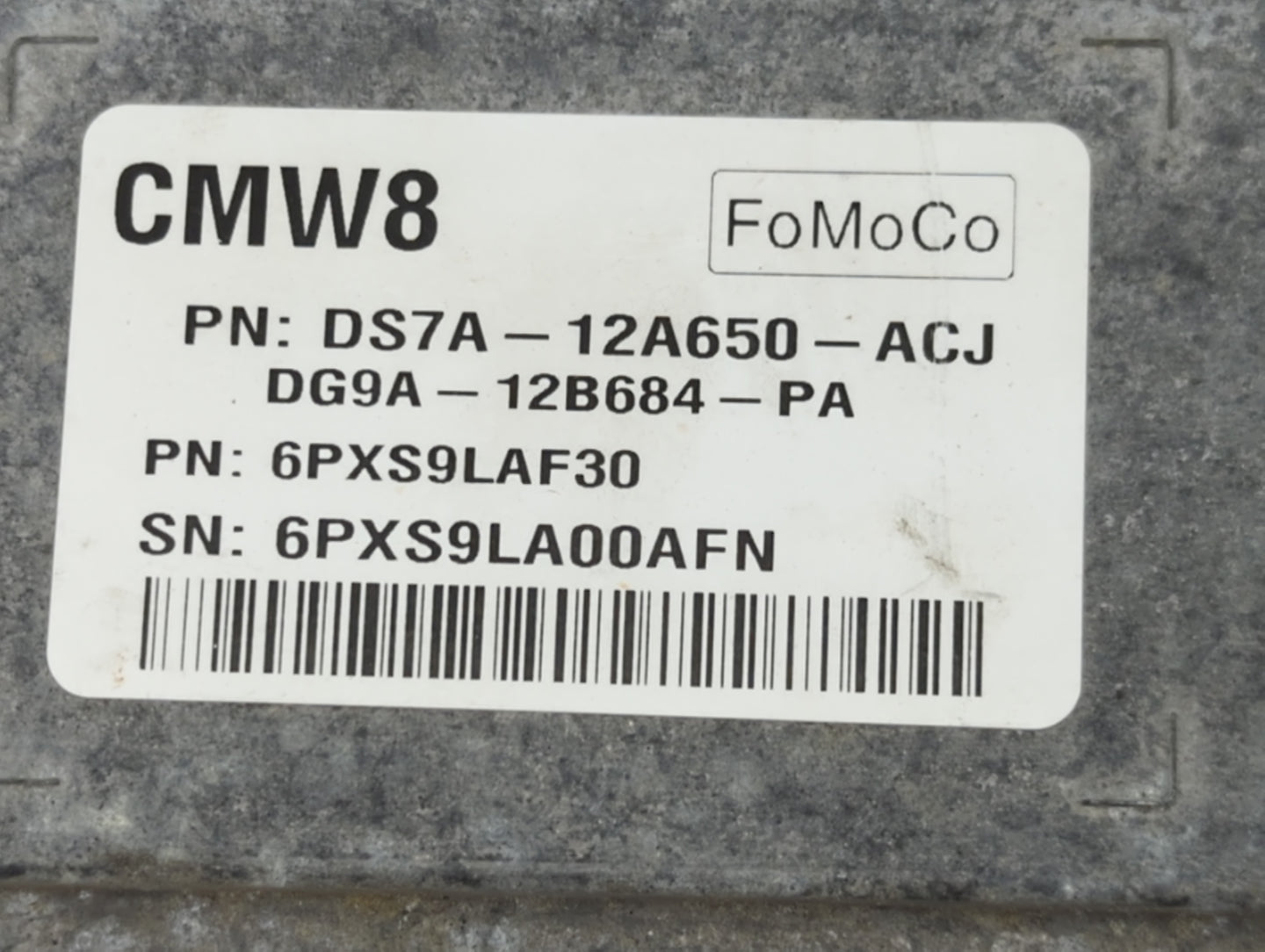 2013 Ford Fusion PCM Engine Control Computer ECU ECM PCU OEM P/N:DS7A-12A650-ACJ DG9A-12B684-PA, 6PXS9LAF30 Fits OEM Used Au