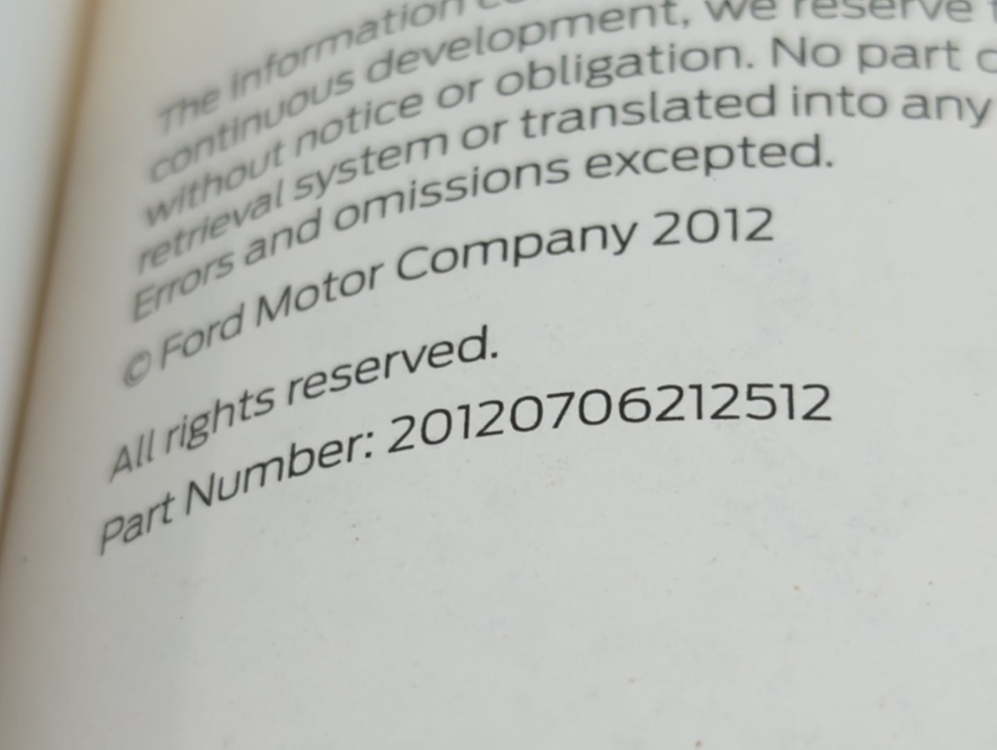 2013 Ford Fusion Owners Manual Book Guide P/N:20120706212512 OEM Used Auto Parts - Oemusedautoparts1.com