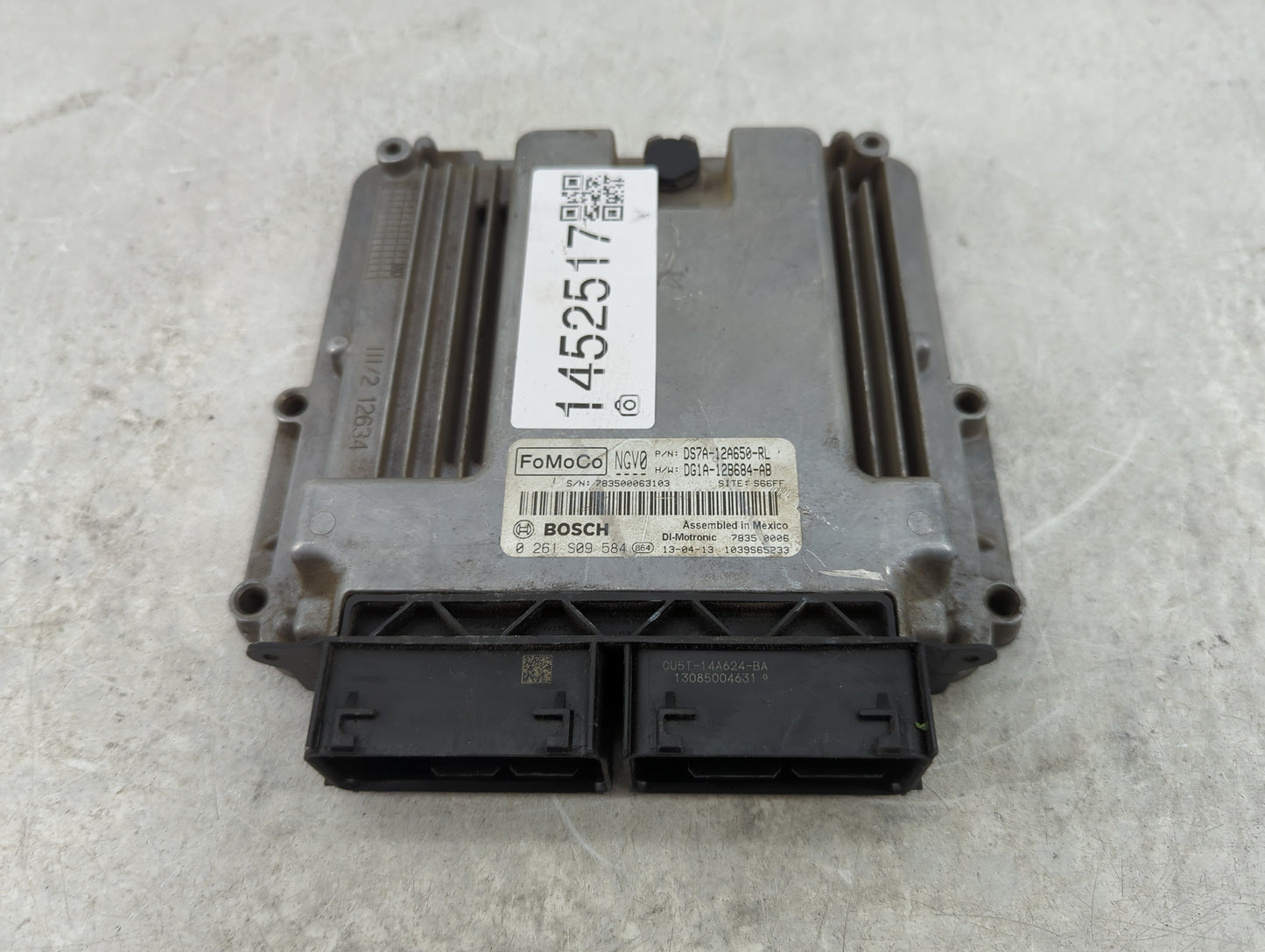 2013 Ford Fusion PCM Engine Control Computer ECU ECM PCU OEM P/N:DS7A-12A650-RL DG1A-12B684-AB, 0261S09584 Fits OEM Used Aut