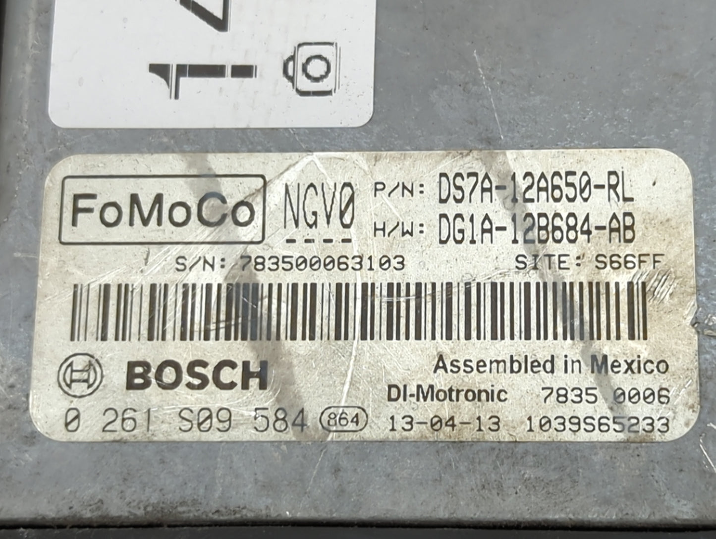 2013 Ford Fusion PCM Engine Control Computer ECU ECM PCU OEM P/N:DS7A-12A650-RL DG1A-12B684-AB, 0261S09584 Fits OEM Used Aut