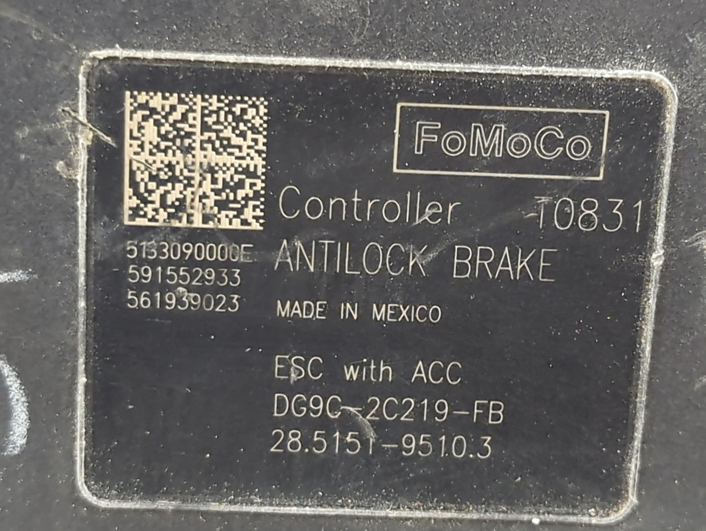 2013 Ford Fusion ABS Pump Control Module Replacement P/N:DG9C-2C219-FB Fits OEM Used Auto Parts - Oemusedautoparts1.com