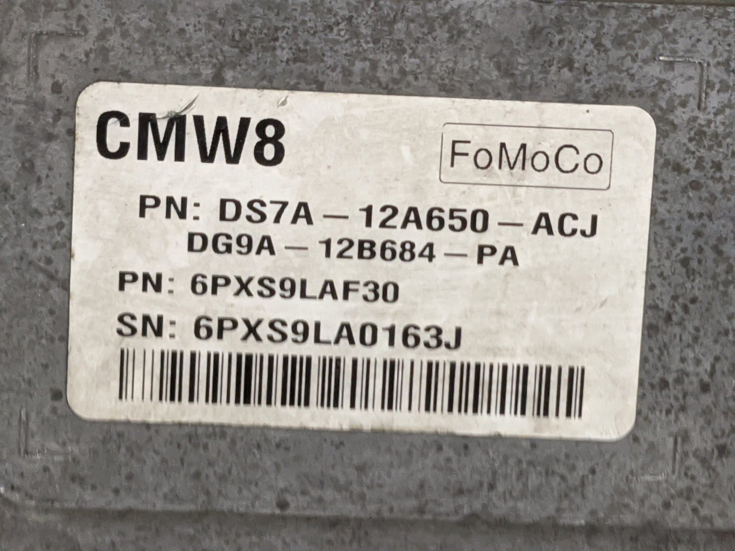 2013 Ford Fusion PCM Engine Control Computer ECU ECM PCU OEM P/N:DS7A-12A650-ACJ DG9A-12B684-PA, 6PXS9LAF30, 6PXS9LA0163J Fi