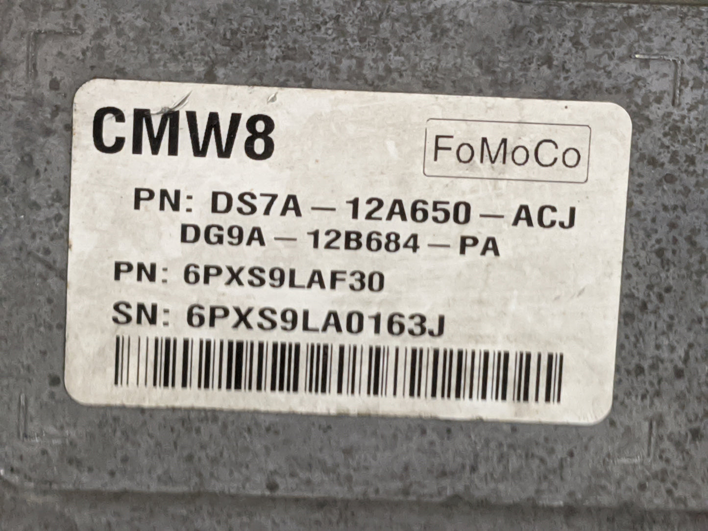 2013 Ford Fusion PCM Engine Control Computer ECU ECM PCU OEM P/N:DS7A-12A650-ACJ DG9A-12B684-PA, 6PXS9LAF30, 6PXS9LA0163J Fi