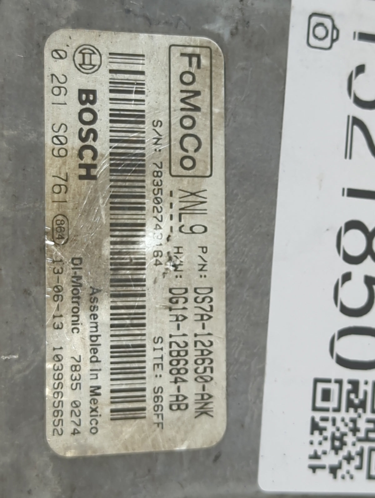 2013 Ford Fusion PCM Engine Control Computer ECU ECM PCU OEM P/N:DS7A-12A650-ANK DG1A-12B684-AB, 0261S09761 OEM Used Auto Pa