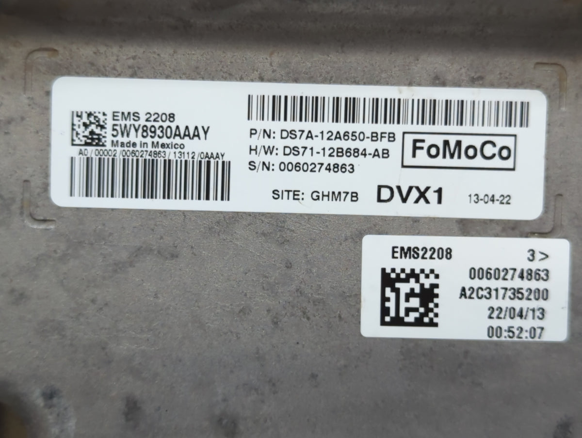 2013 Ford Fusion PCM Engine Control Computer ECU ECM PCU OEM P/N:DS7A-12A650-BFB OEM Used Auto Parts - Oemusedautoparts1.com