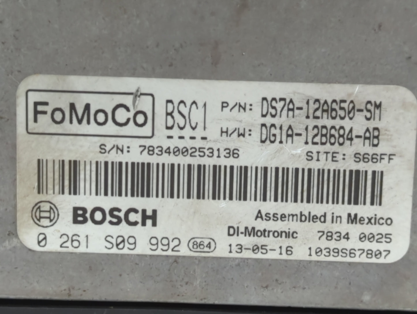 2013 Ford Fusion PCM Engine Control Computer ECU ECM PCU OEM P/N:DS7A-12A650-SM CU5T-14A624-BA, DG1A-12B684-AB Fits OEM Used