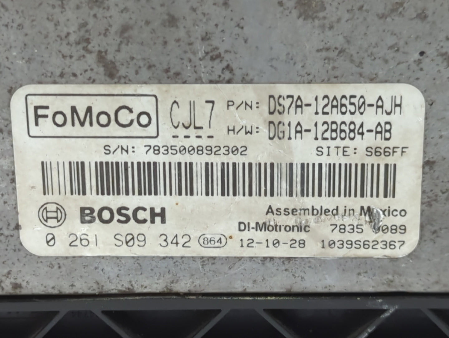 2013 Ford Fusion PCM Engine Control Computer ECU ECM PCU OEM P/N:DS7A-12A650-AJH Fits OEM Used Auto Parts - Oemusedautoparts