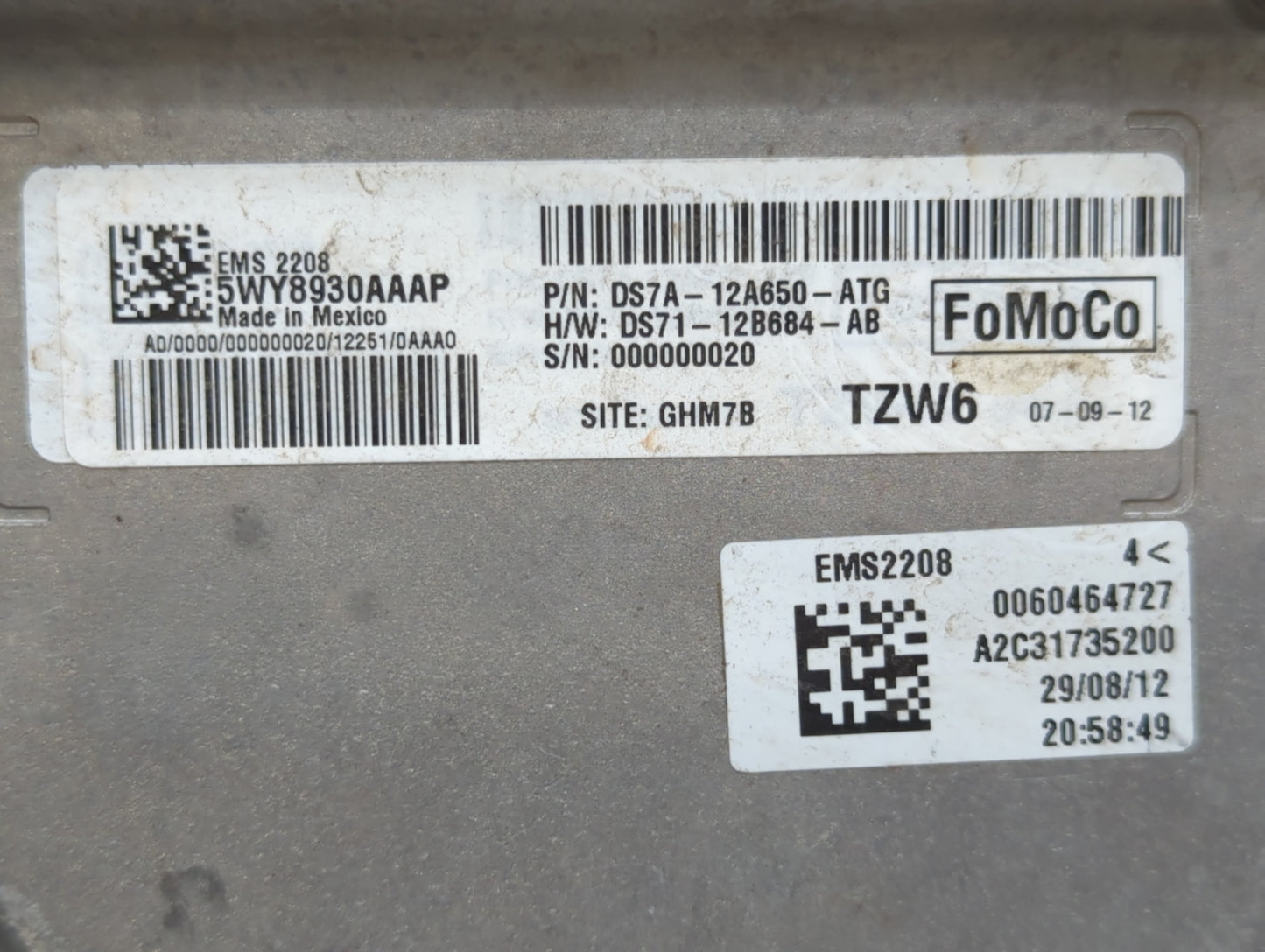 2013 Ford Fusion PCM Engine Control Computer ECU ECM PCU OEM P/N:DS7A-12A650-ATG Fits OEM Used Auto Parts - Oemusedautoparts