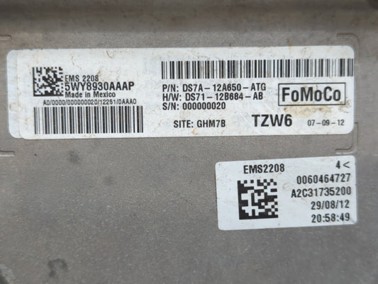 2013 Ford Fusion PCM Engine Control Computer ECU ECM PCU OEM P/N:DS7A-12A650-ATG Fits OEM Used Auto Parts