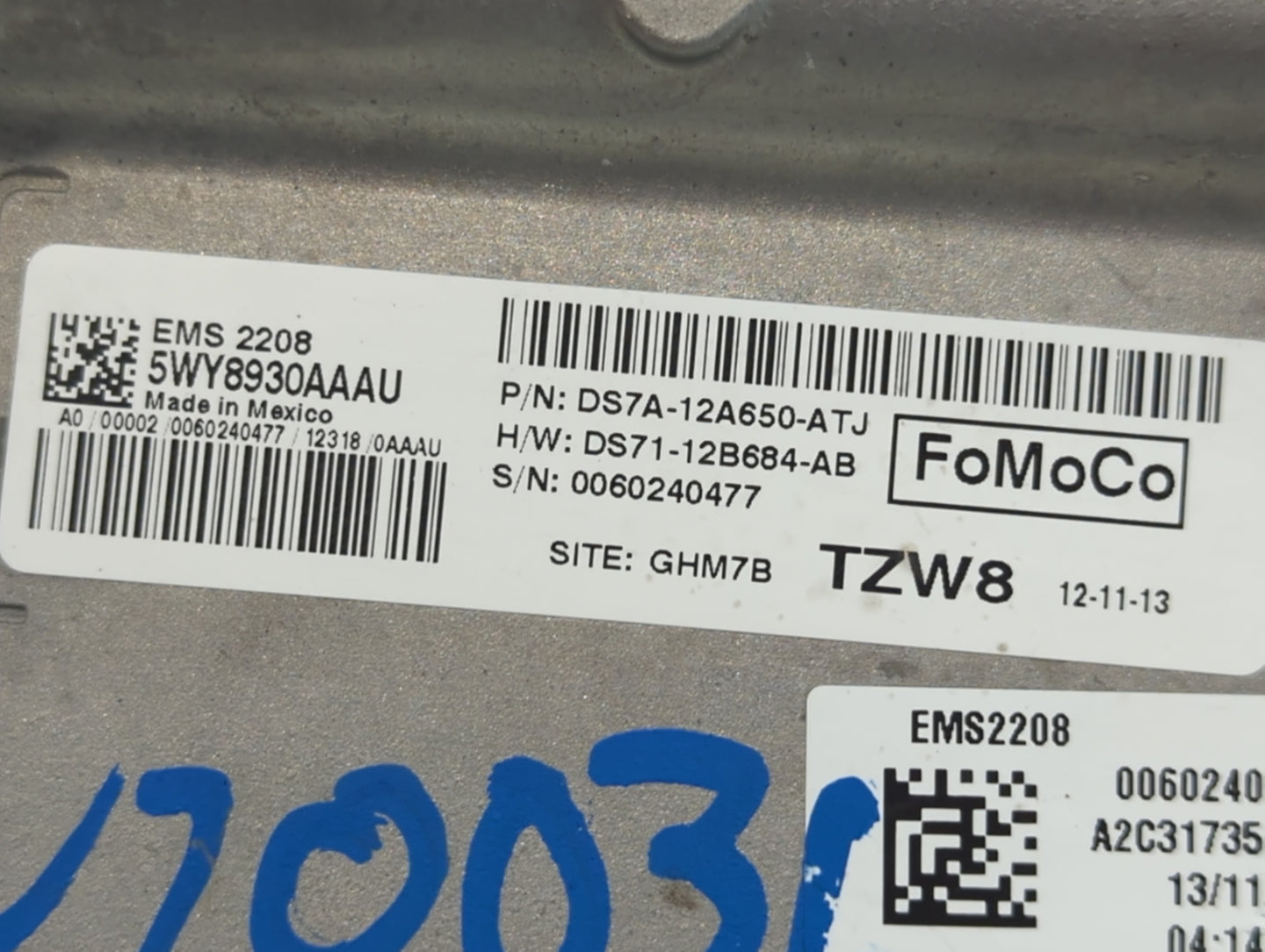 2013 Ford Fusion PCM Engine Control Computer ECU ECM PCU OEM P/N:DS7A-12A650-ATJ Fits OEM Used Auto Parts - Oemusedautoparts