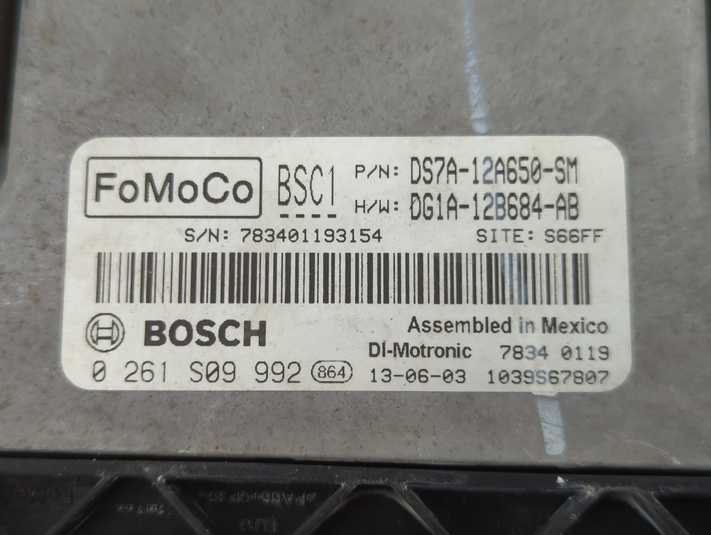 2013 Ford Fusion PCM Engine Control Computer ECU ECM PCU OEM P/N:DG1A-12B684-AB DS7A-12A650-SM, 0 261 S09 054, DS7A-12A650-S