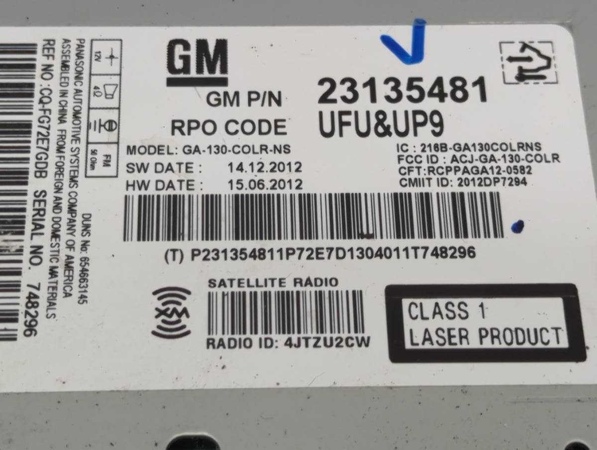2013 Gmc Terrain Radio AM FM Cd Player Receiver Replacement P/N:23135481 Fits OEM Used Auto Parts - Oemusedautoparts1.com