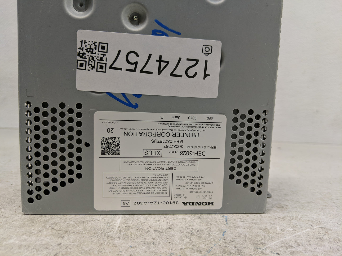 2013-2015 Honda Accord Radio AM FM Cd Player Receiver Replacement P/N:39100-T2A-A302 Fits Fits 2013 2014 2015 OEM Used Auto 