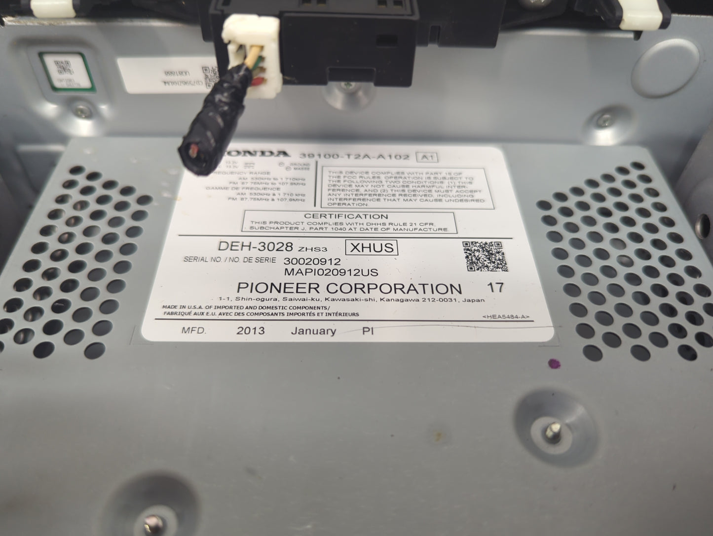 2013-2015 Honda Accord Radio AM FM Cd Player Receiver Replacement P/N:39100-T2A-A102 DEH-3028 Fits Fits 2013 2014 2015 OEM U