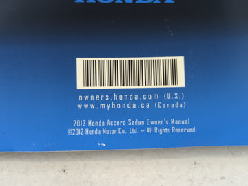 2013 Honda Accord Owners Manual Book Guide OEM Used Auto Parts